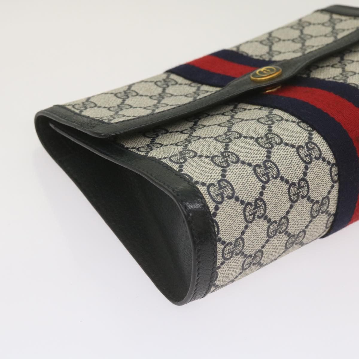 Gucci GUCCI GG Supreme Sherry Line Clutch Bag Pvc Red Navy 89 01 Size ONE SIZE - 9 Thumbnail