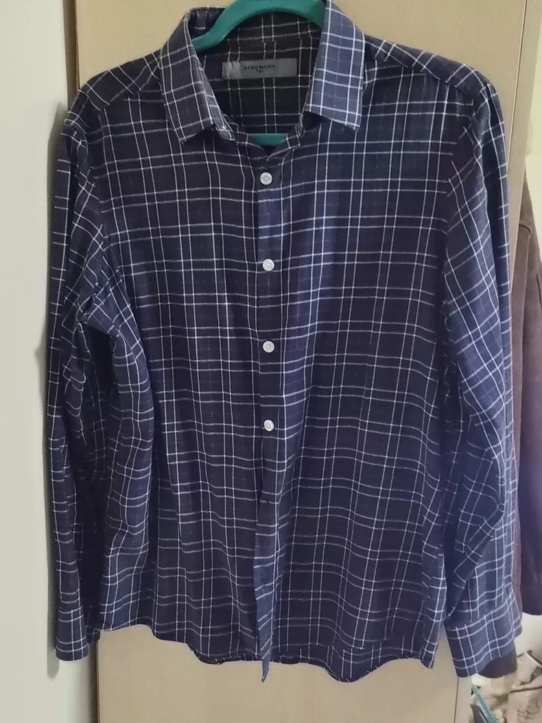 Givenchy Givenchy Men's Plaid Shirt, Size 41, Dark Blue Base with W Size US L / EU 52-54 / 3 - 1 Thumbnail