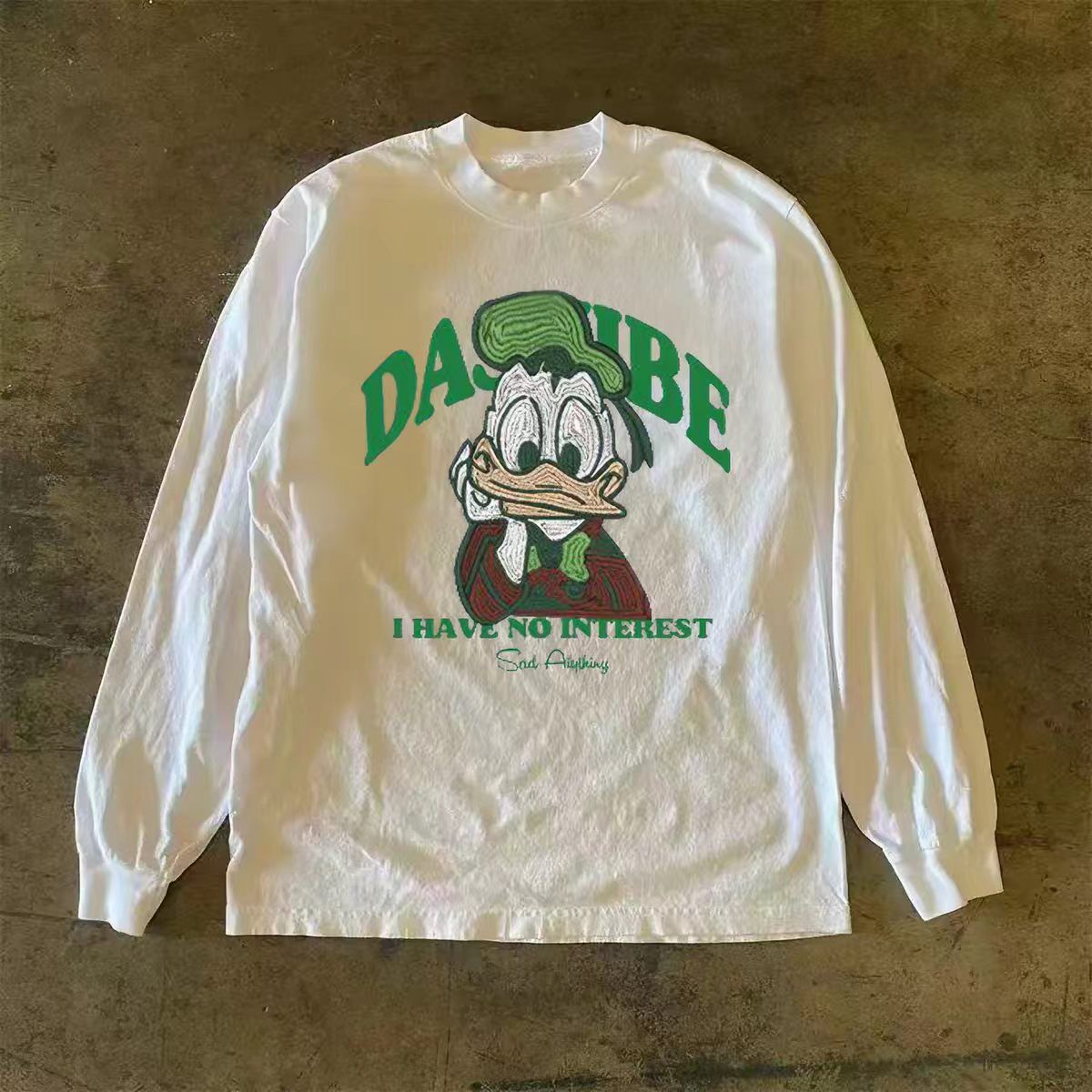 Vintage White Vintage Cartoon Duck Print Long-Sleeve T-Shirt Size US M / EU 48-50 / 2 - 1 Thumbnail