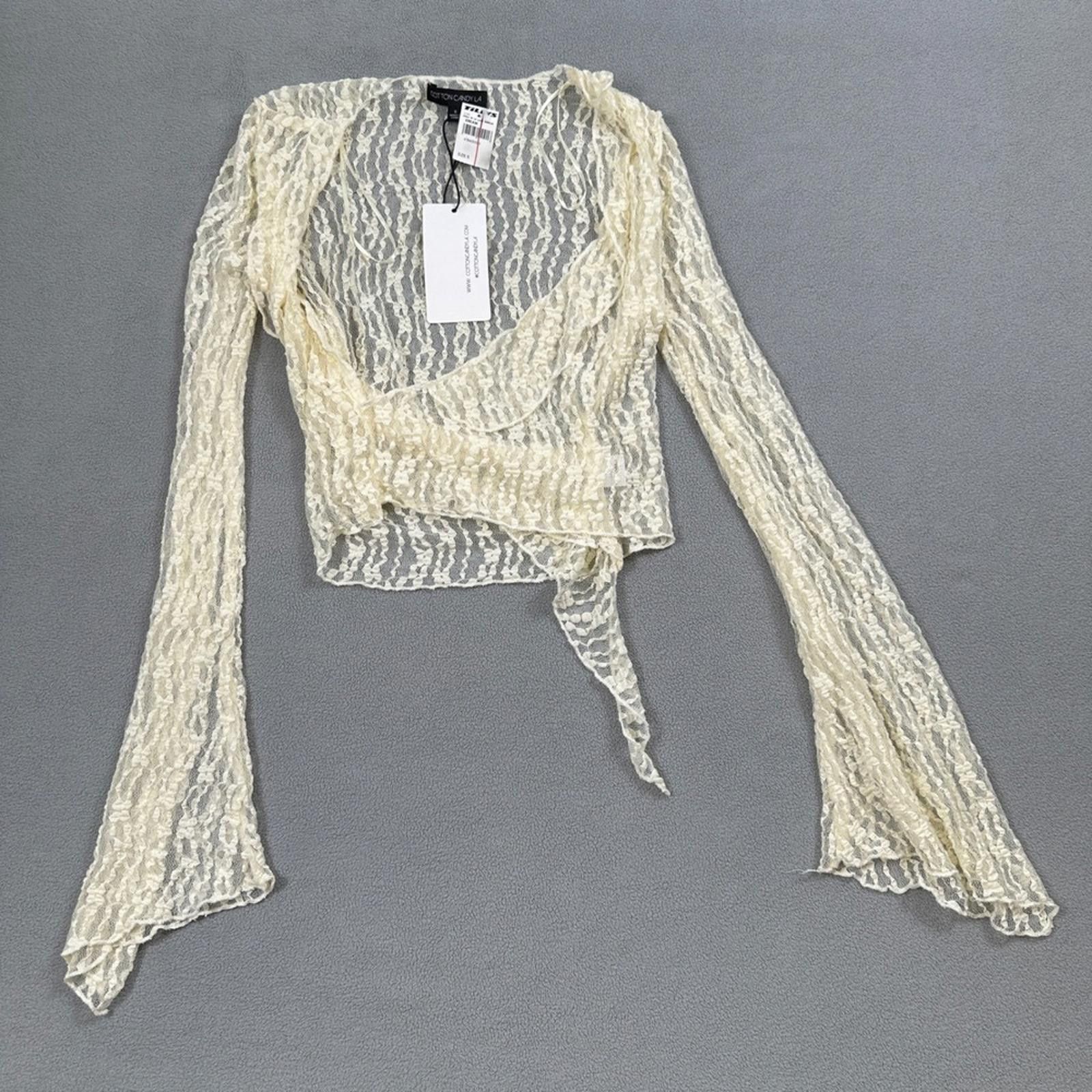 Other NWT Cotton Candy LA Lace Wrap Top S Womens Vanilla Sheer Tie Size S / US 4 / IT 40 - 1 Thumbnail