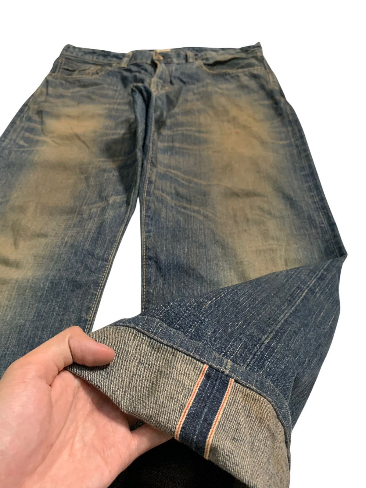 Kapital VINTAGE EDWIN 505Z BAGGY SELVEDGE RUSTY DISTRESSED DENIM Size US 35 - 5 Thumbnail