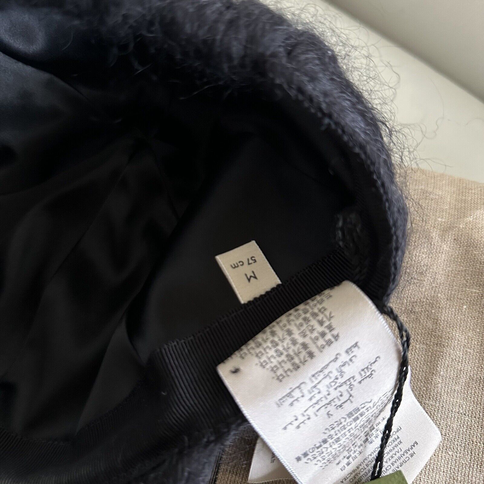 NWT GUCCI MOHAIR-BLEND BASEBALL CAP SZ M BLACK 100% Authenti