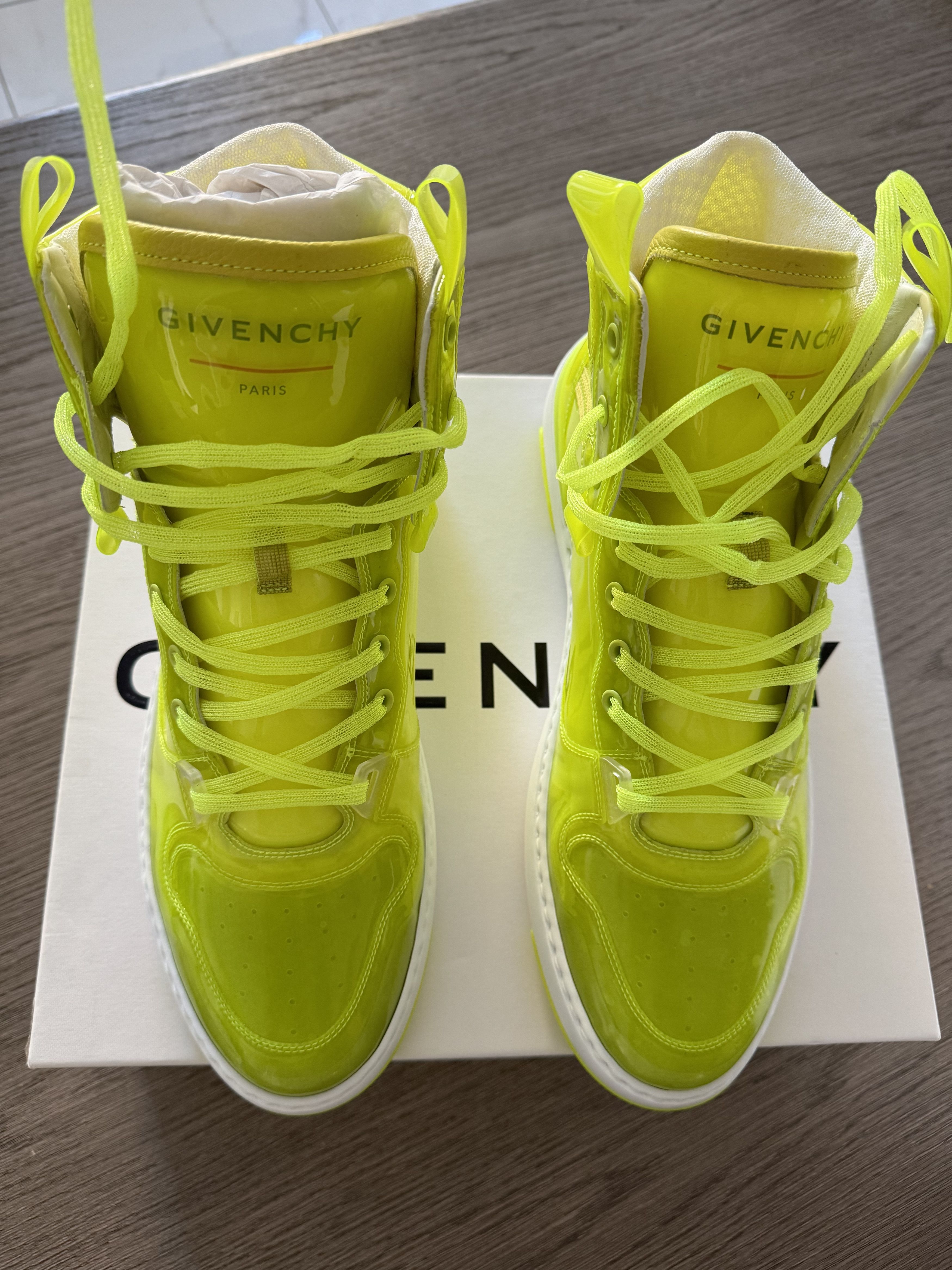 Givenchy WING SNEAKER HI-TOP FLUORESCENT YELLOW Size US 13 / EU 46 - 4 Thumbnail