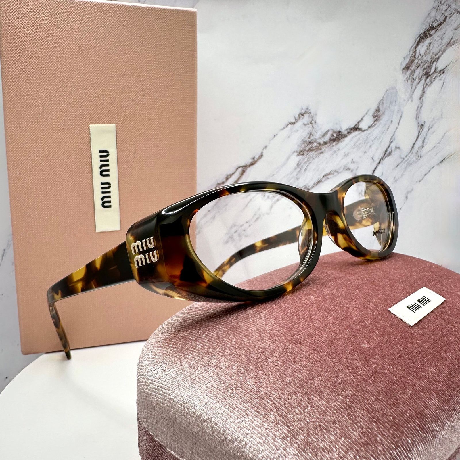 Miu Miu New MIU MIU Eyeglasses Brown Oval 53 Honey Havnana Rx-able Size ONE SIZE - 16 Thumbnail