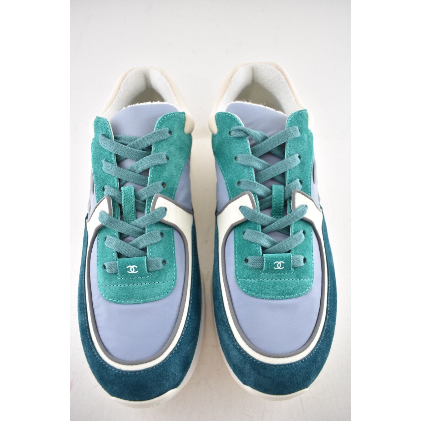 Chanel Chanel 19K Mens Green Grey Teal Blue White CC Logo Size US 11 / EU 44 - 6 Thumbnail