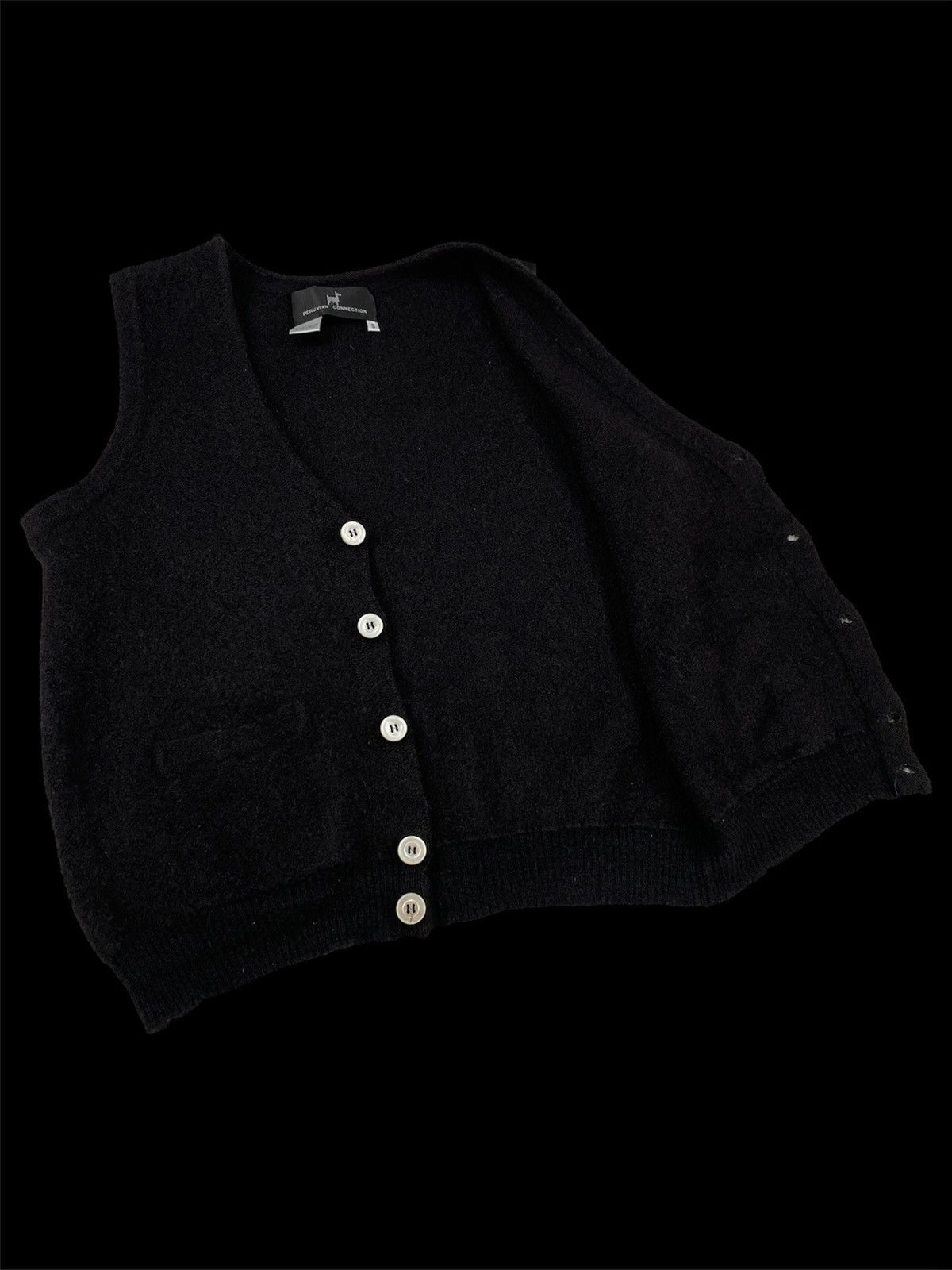 Iris von Arnim × Missoni × Vintage PERUVIAN CONNECTION Alpaca Hand Made Button Up Knit Vest Waistcoat Sweater SZ S Size S / US 4 / IT 40 - 4 Thumbnail