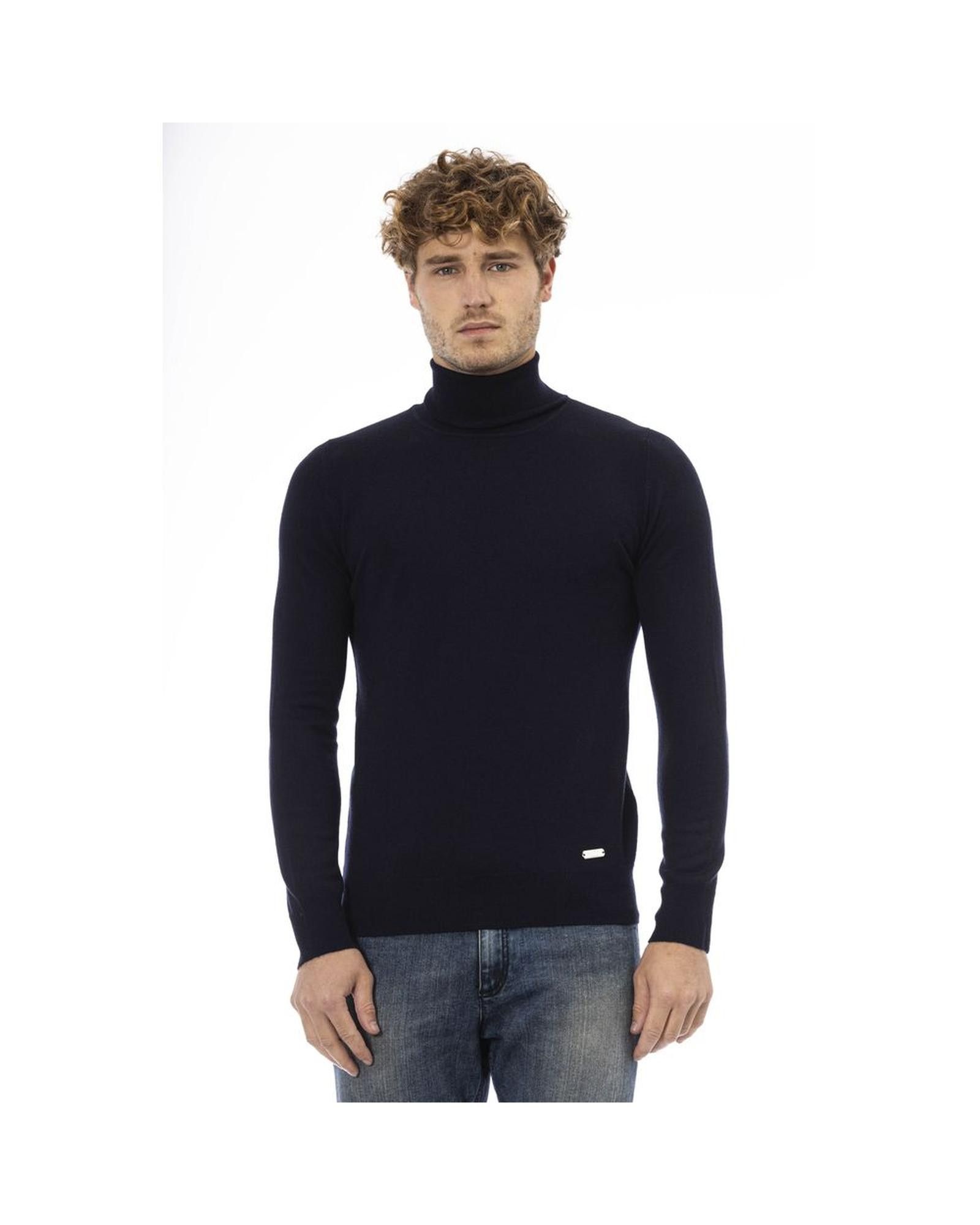 image of Baldinini Ribbed Turtleneck Sweater in Blue, Men's (Size 2XL)