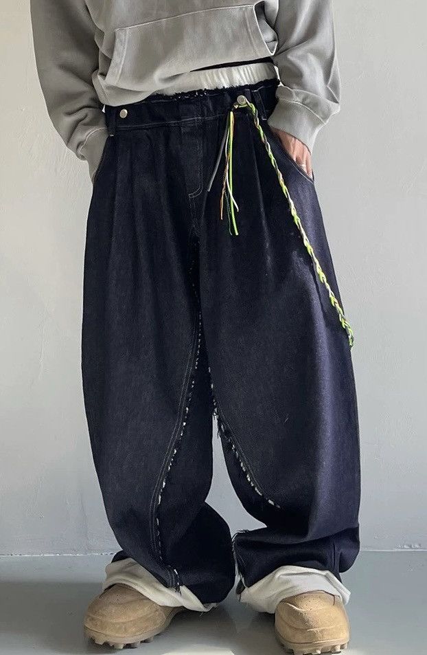 Japanese Brand × Vintage Outdoor cleanfit folded hem distressed pleated baggy jeans Size US 32 / EU 48 - 1 Thumbnail