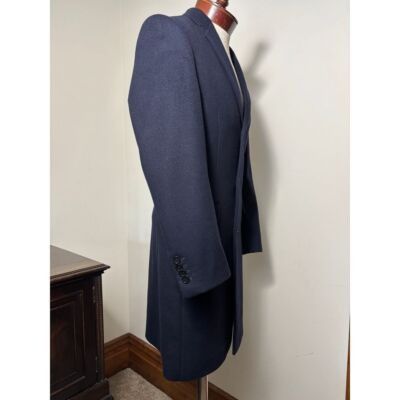 H&M Designer Navy Blue Wool Long Coat Classic Overcoat 34R Forma Size S / US 4 / IT 40 - 3 Thumbnail