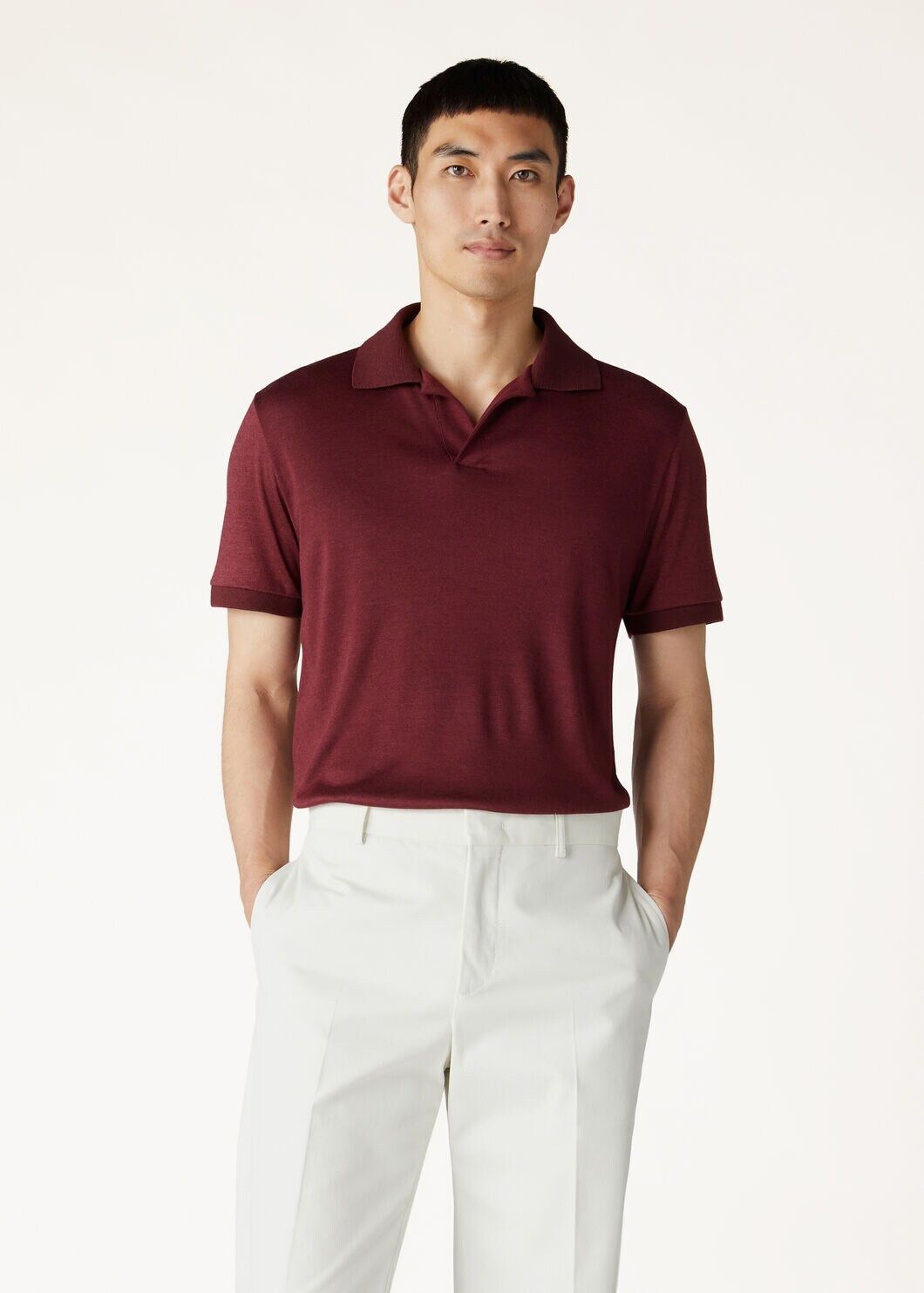 Loro Piana o1w1db10125 FAM3988 Open Polo Shirt in Burgundy Size US S / EU 44-46 / 1 - 2 Thumbnail