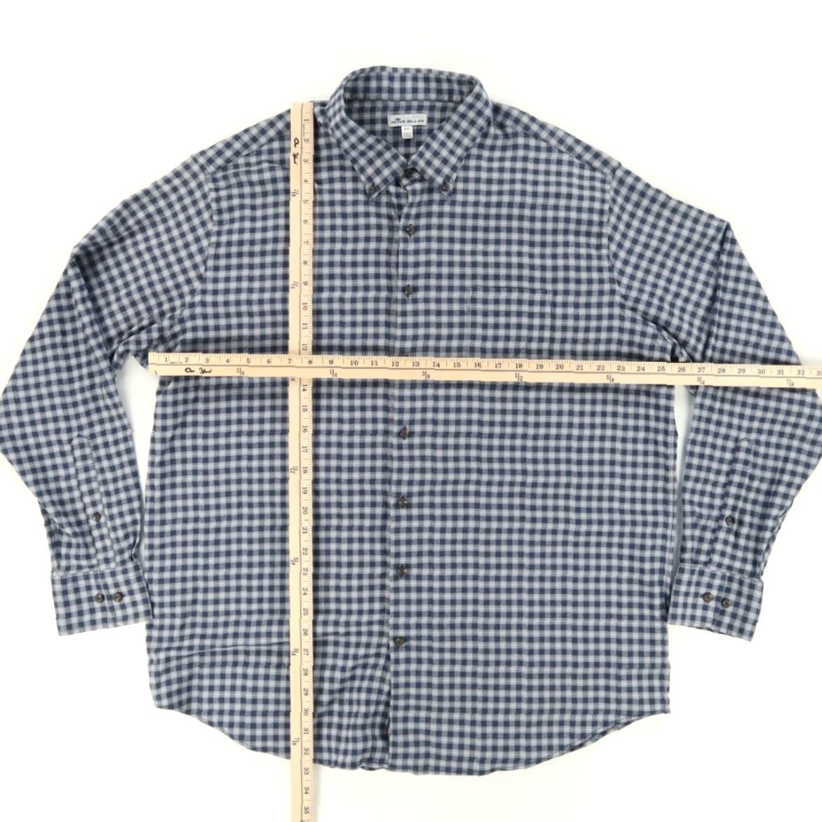 Peter Millar Peter Millar Betts Performance Flannel Check Button Down Shirt Navy Men's 2XL Size US XXL / EU 58 / 5 - 3 Thumbnail