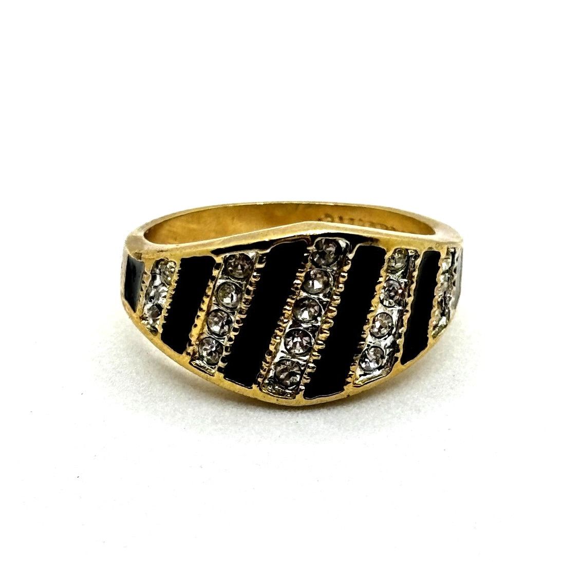 Other FASHION RING Unisex Gold Tone Black Pave Band Sz 8 Size ONE SIZE - 1 Thumbnail