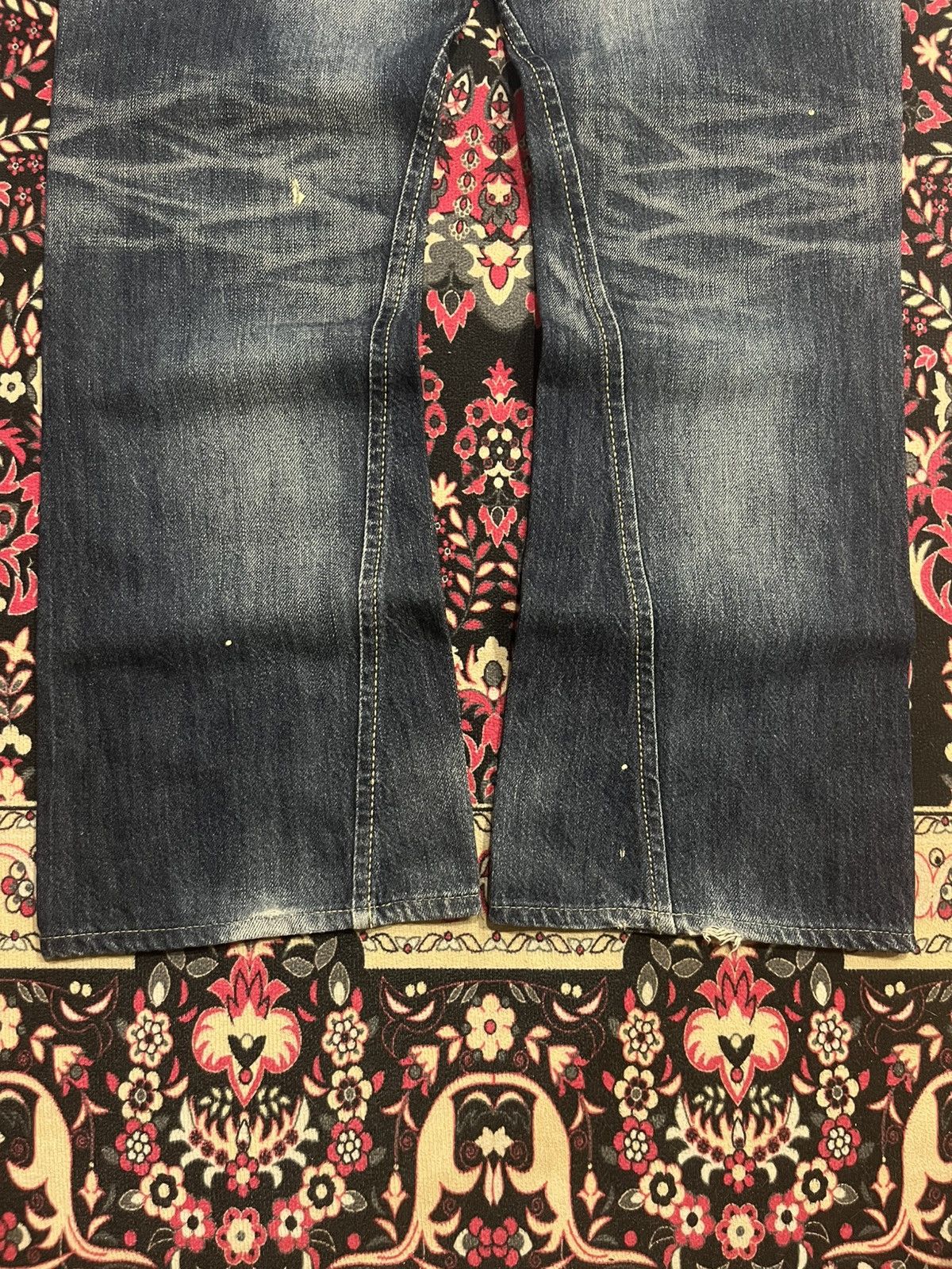 Tornado Mart ⚡️Flare⚡️Vintage Edwin Blue Trip Blowout Distressed Blue Jeans Size US 34 / EU 50 - 11 Thumbnail