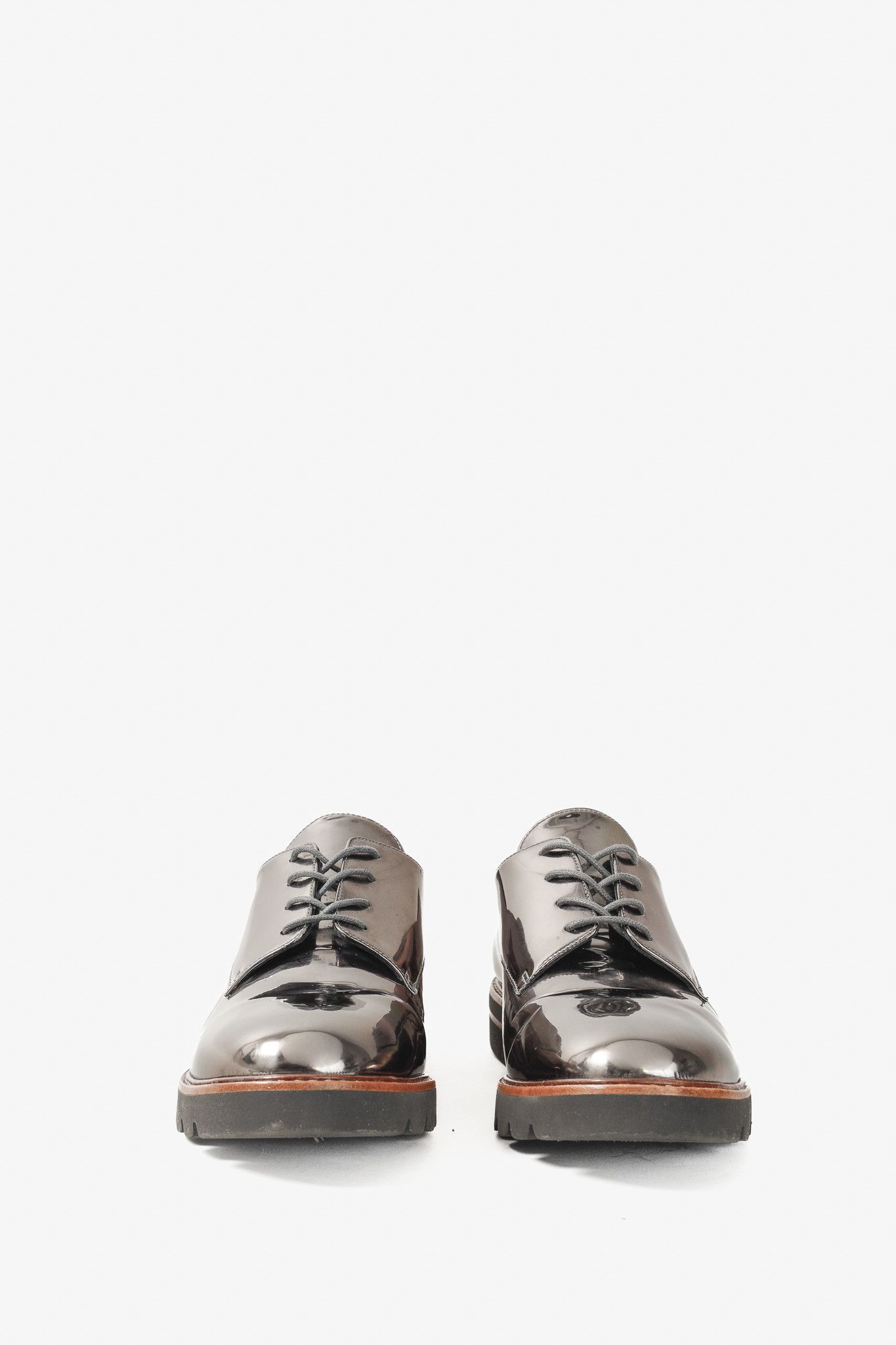 Stuart Weitzman Stuart Weitzman Metro Tin Metallic Mirrored-Leather Oxfords Size US 10 / IT 40 - 2 Thumbnail