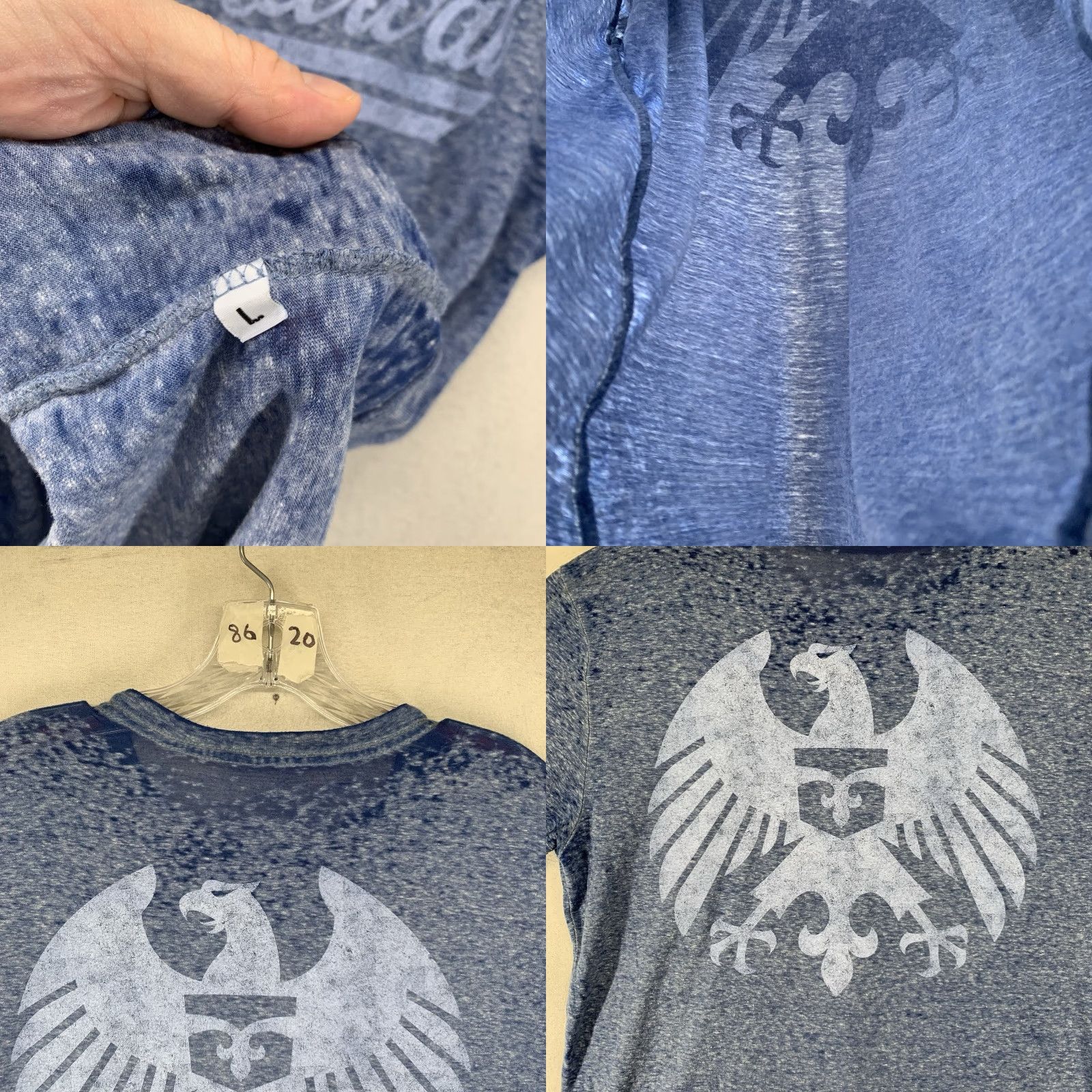 Vintage Rock Revival Mens T Shirt Large Light Blue Washed Out Double Sided SUPER THIN Size US L / EU 52-54 / 3 - 8 Thumbnail