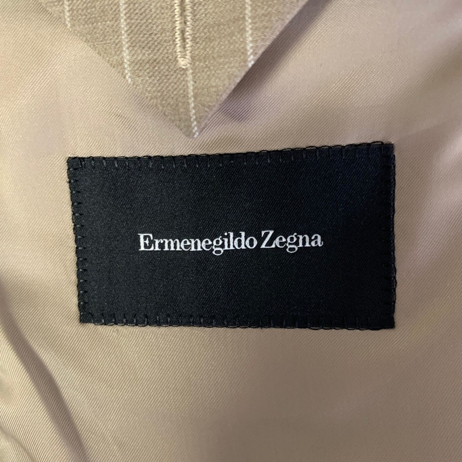 Ermenegildo Zegna ERMENEGILDO ZEGNA 46 Brown Khaki Houndstooth Wool Sport Coat Size 46R - 5 Thumbnail