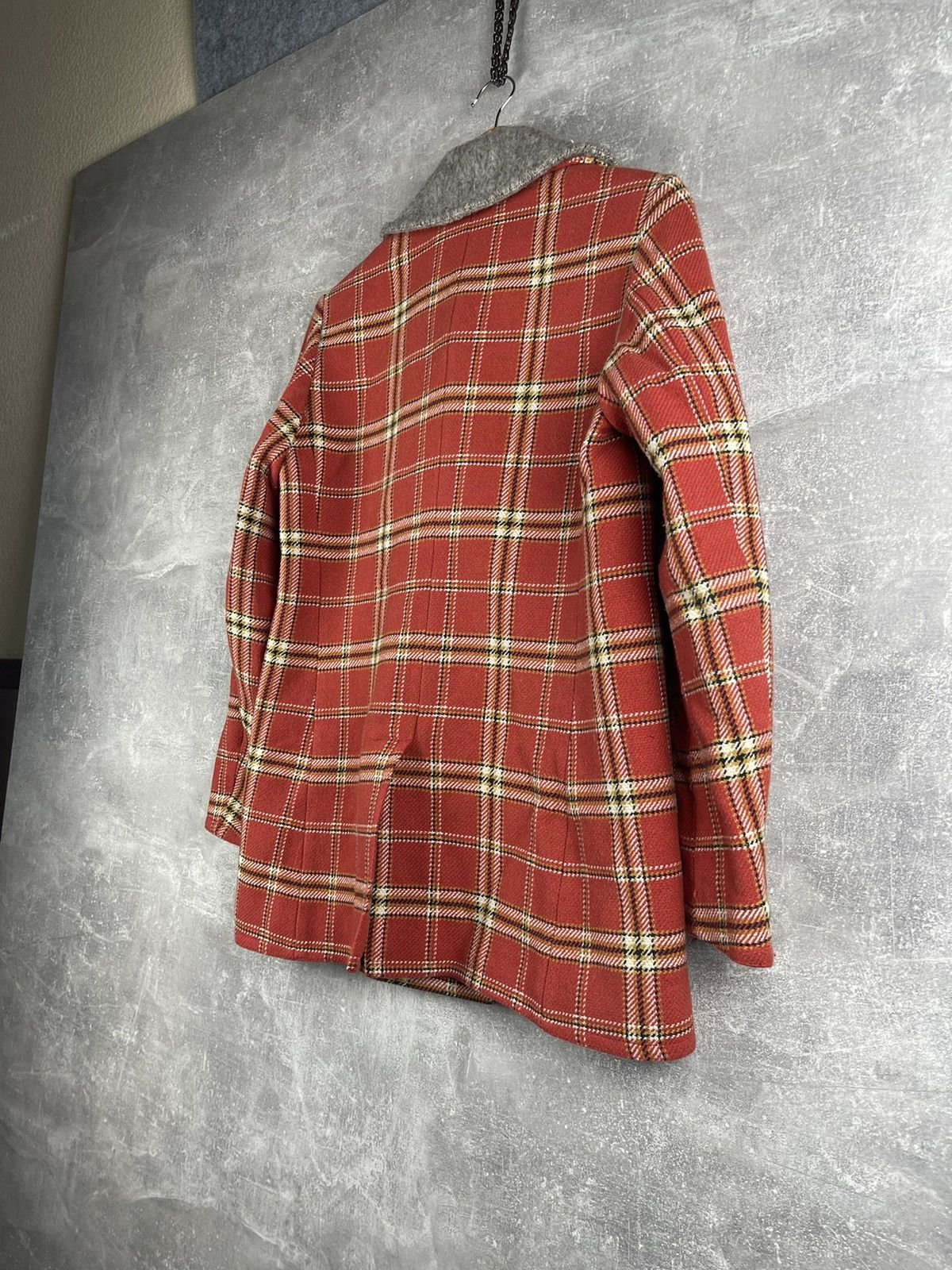 Montecore Montecore Plaid Wool Coat Red Checkered Breasted Overcoat Size M / US 6-8 / IT 42-44 - 9 Thumbnail
