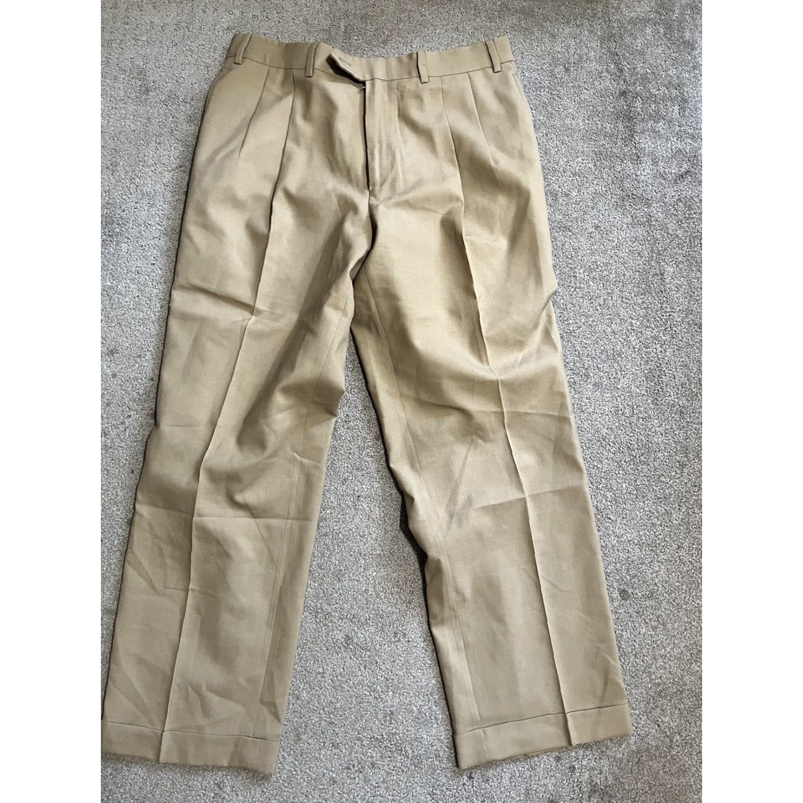 Ralph Lauren VINTAGE Ralph Lauren Men Pants Dress Knitted Wool Pleated 36x29 Beige Brown 90s Size US 36 / EU 52 - 2 Thumbnail
