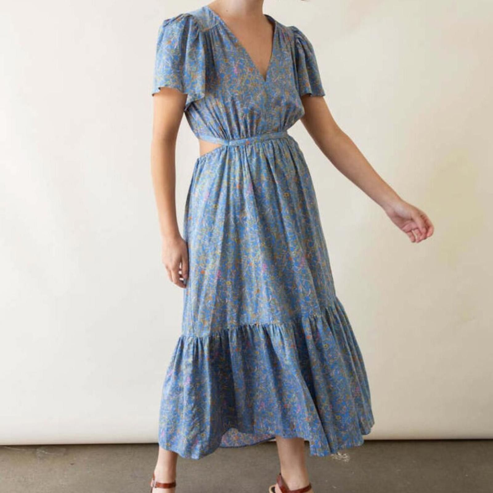 Xirena XíRENA Gabrielle Cutout Dress In Bleu Flora Size XS NWT Size XS / US 0-2 / IT 36-38 - 5 Thumbnail