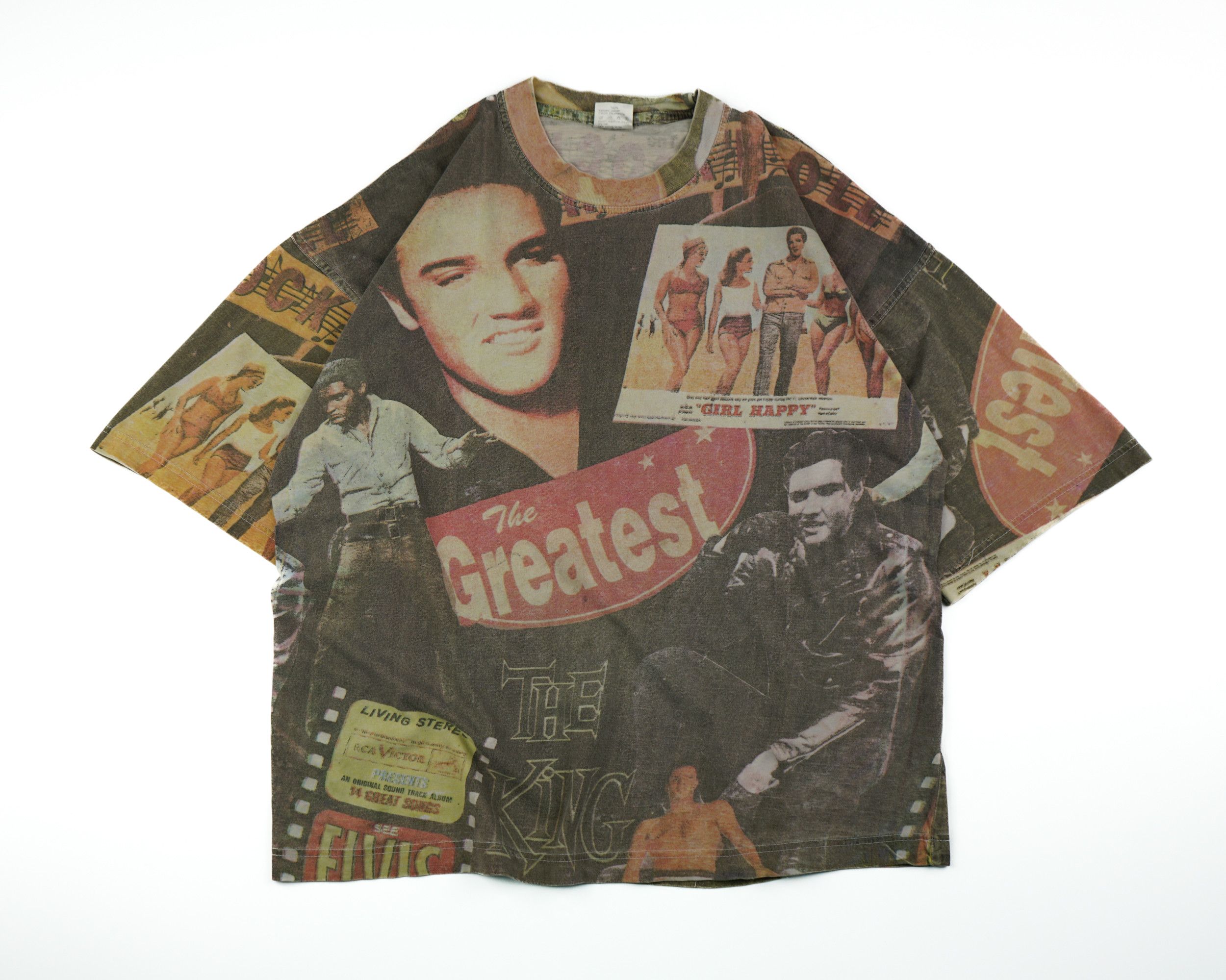 Band Tees × Vintage Vintage 90s Elvis Presley All Over Print T-Shirt Size US L / EU 52-54 / 3 - 1 Thumbnail
