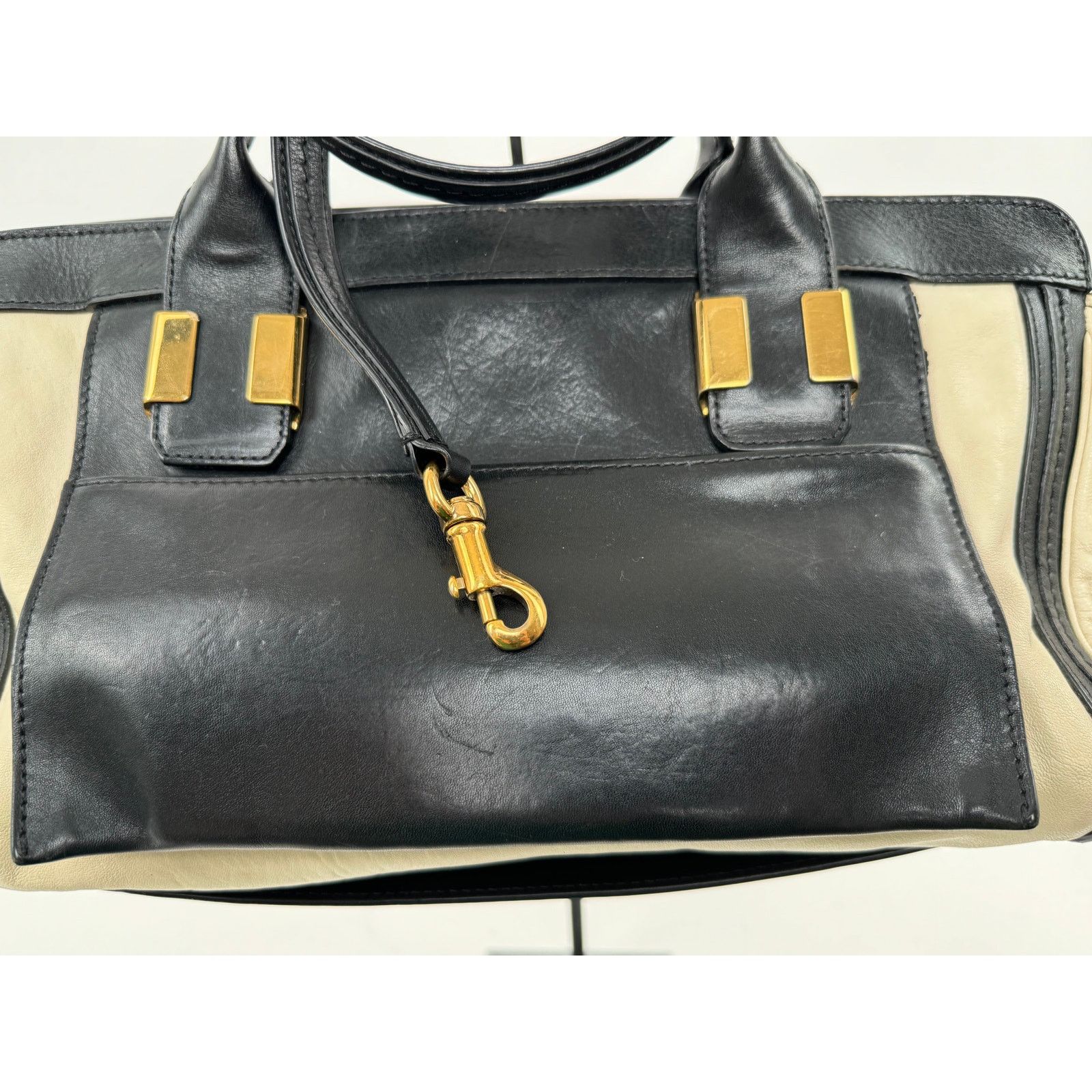 Chloe Chloe Black Cream Leather Colorblock Weekender Two Way Bag Size ONE SIZE - 2 Thumbnail