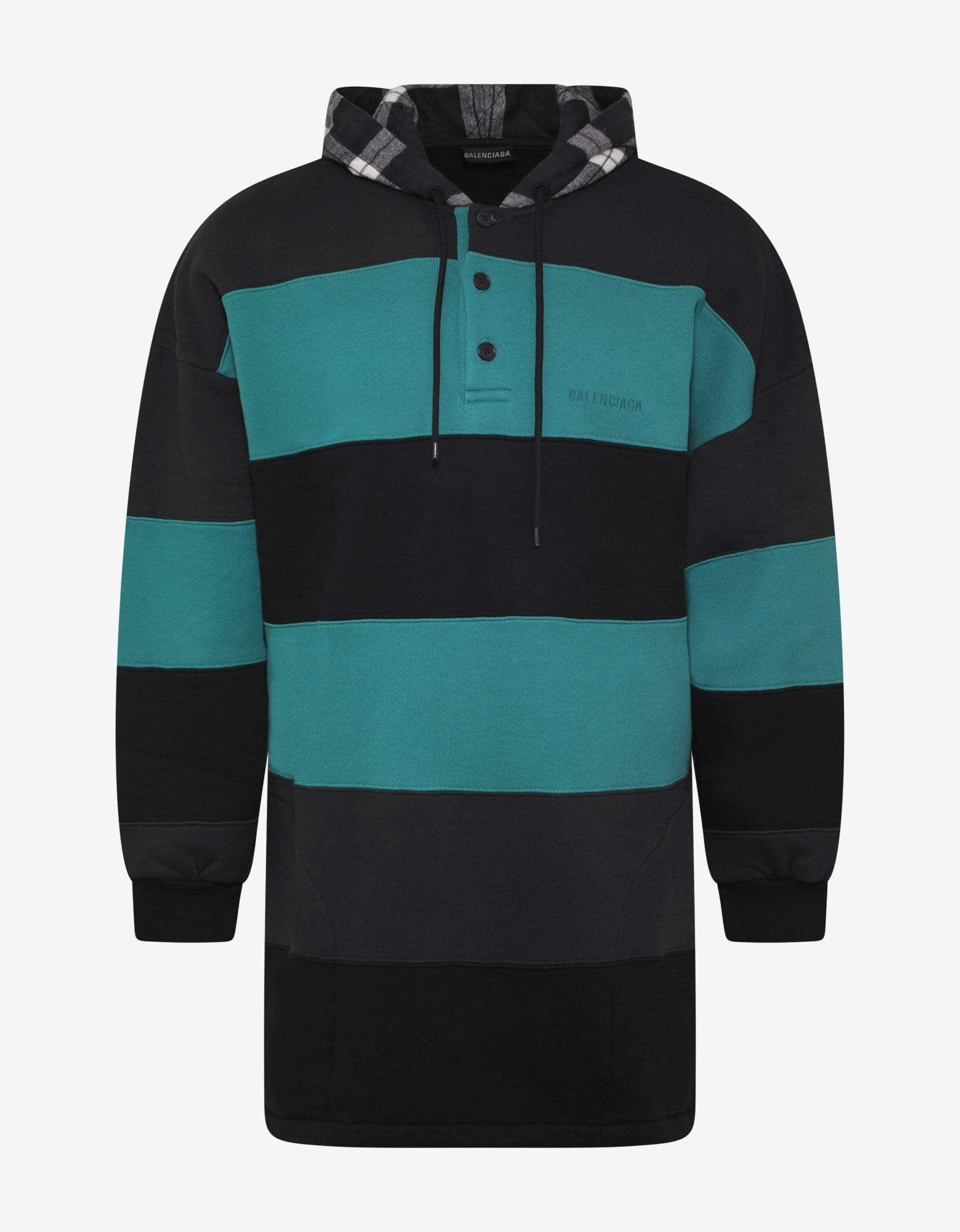 image of Balenciaga Green & Black Stripe Oversized Hoodie in Green/Black, Men's (Size Small)