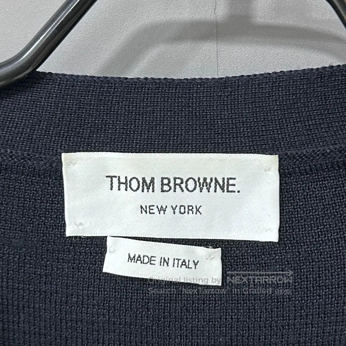 Thom Browne navy long cardigan with stripes by Thom Browne. Size US M / EU 48-50 / 2 - 5 Thumbnail