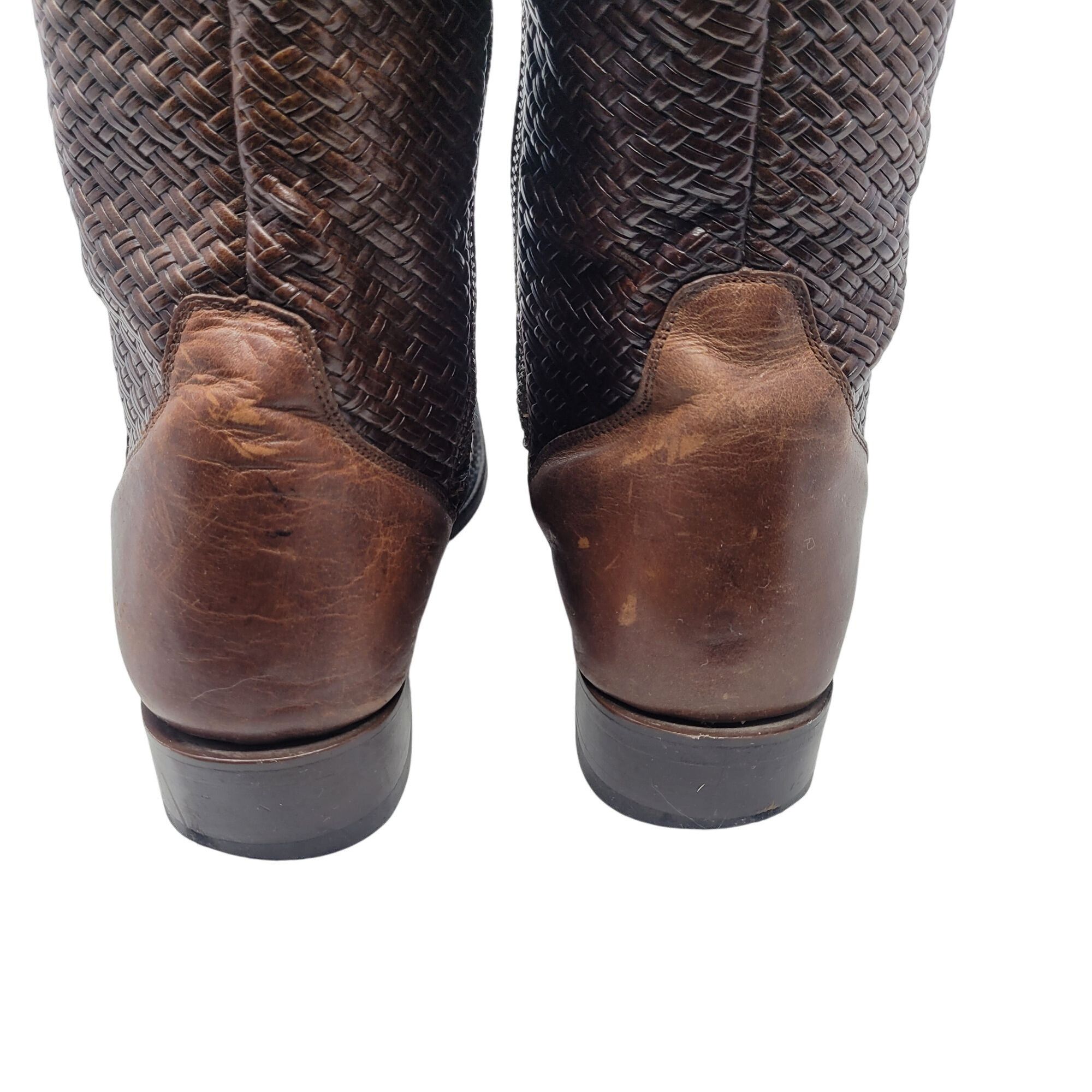 Stetson Vtg Stetson Knee-High Brown Woven Leather Equestrian Boots S Size US 8.5 / IT 38.5 - 14 Thumbnail