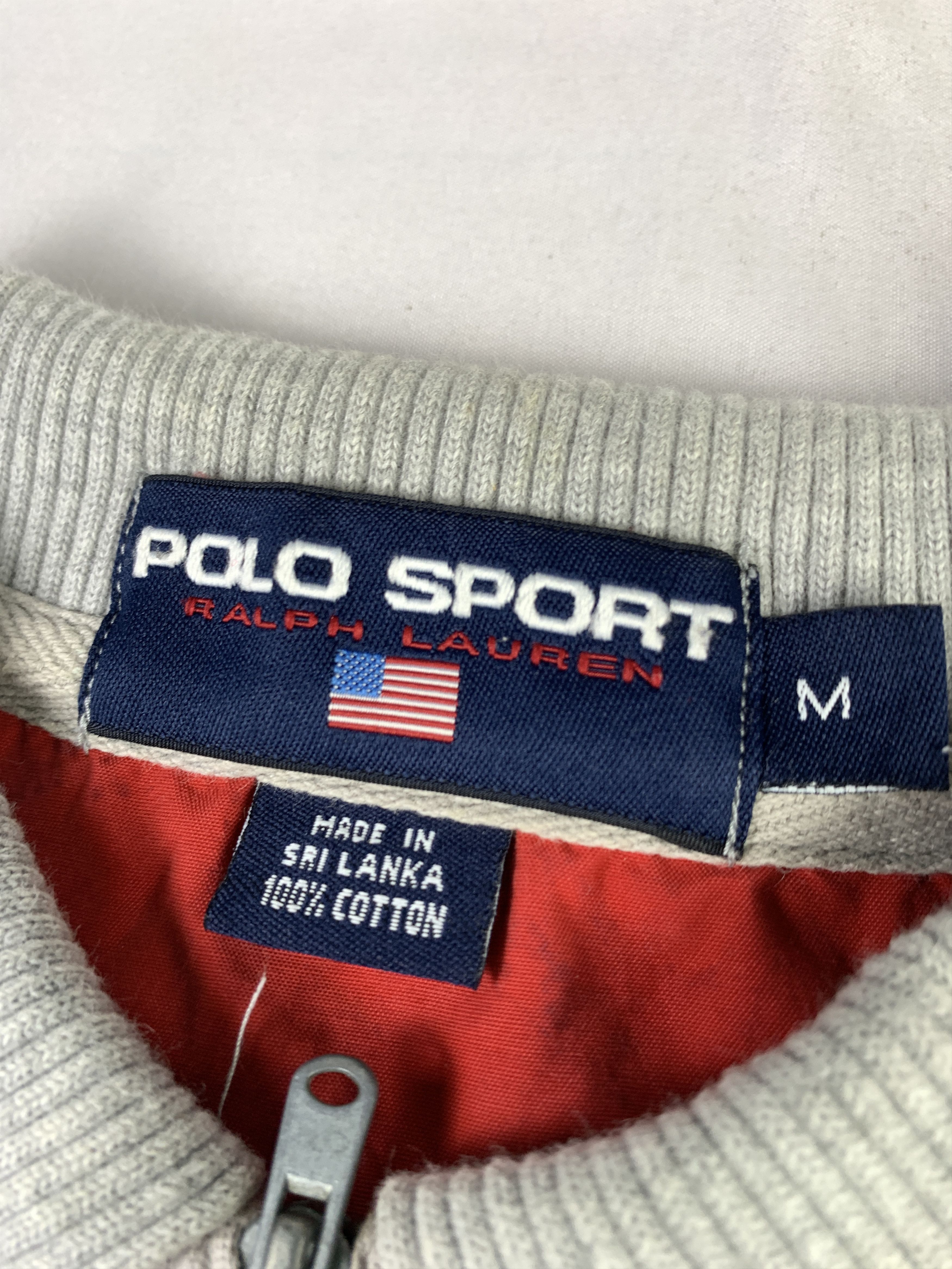 Polo Ralph Lauren 2000s Polo Sport Gray Stripes Zip Polo (Fit L) Size US M / EU 48-50 / 2 - 5 Thumbnail