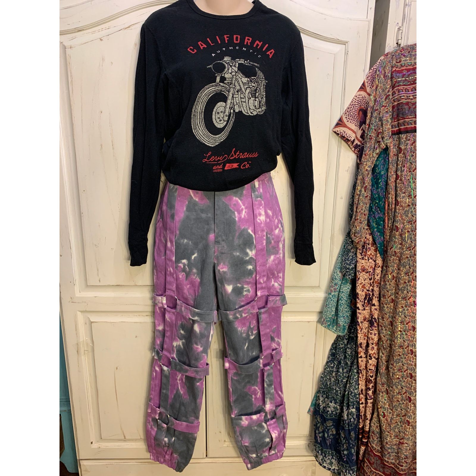 Levi's Y2K LEVIS THERMAL WAFFLE CALIFORNIA BIKER MOTORCYCLE TOP S Size S / US 4 / IT 40 - 2 Thumbnail