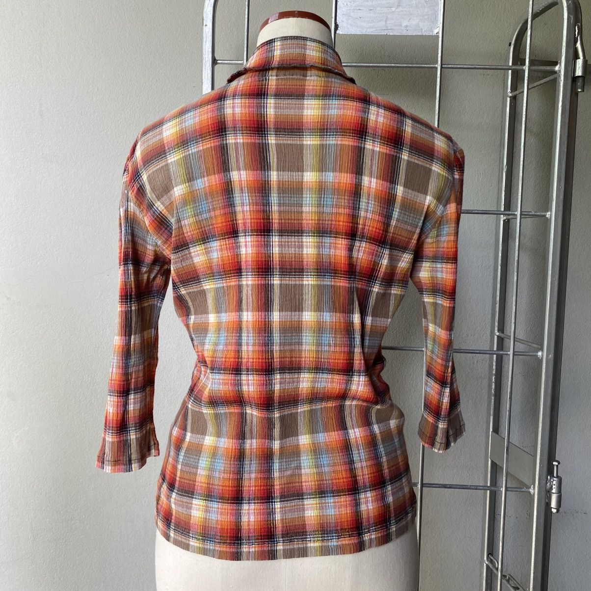 Tsumori Chisato Tsumori Chisato Brown Red Plaid Button Shirt Size XS / US 0-2 / IT 36-38 - 20 Thumbnail