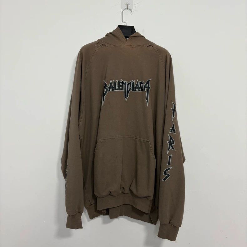 Balenciaga Balenciaga Lightning Print Distressed Hoodie - dmc Size US M / EU 48-50 / 2 - 1 Thumbnail