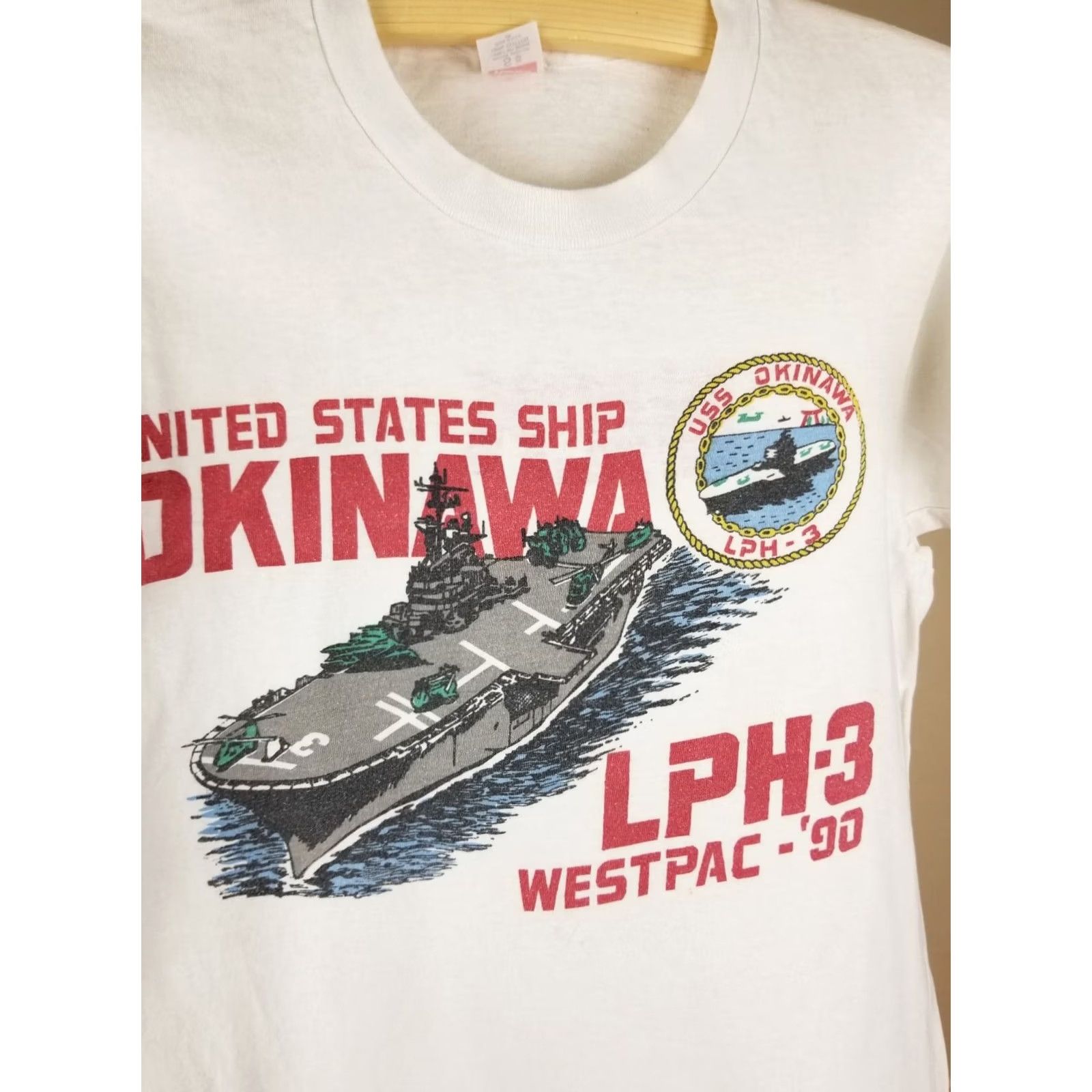 Vintage VINTAGE UNITED STATE SHIP OKINAWA LPH-3 WESTPAC T-SHIIRT S 80' 90 SINGEL STITCH Size US S / EU 44-46 / 1 - 2 Thumbnail