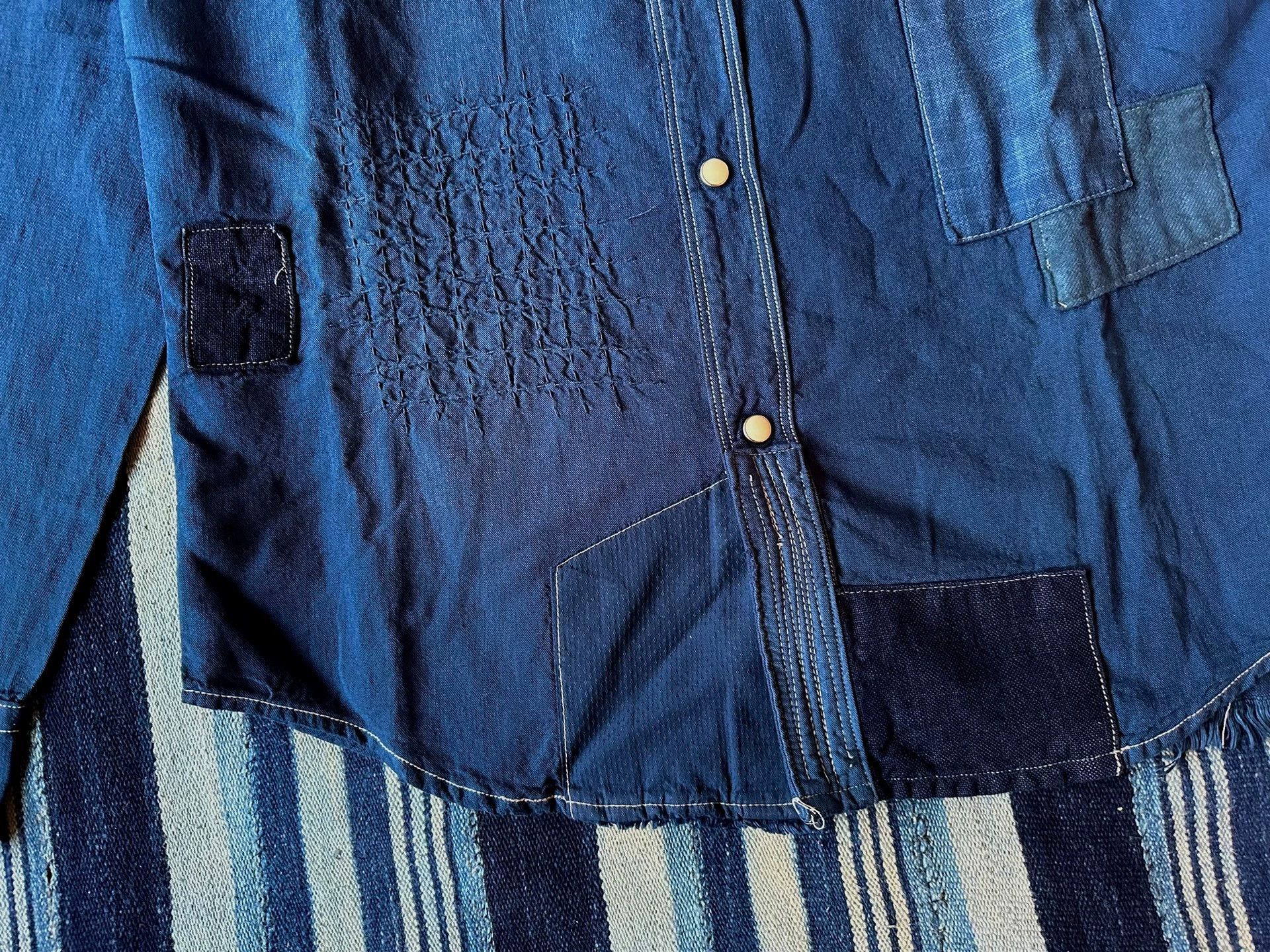 FDMTL FDMTL PATCHWORK DENIM SHIRT YR WASH BORO INDIGO S Size US S / EU 44-46 / 1 - 5 Thumbnail