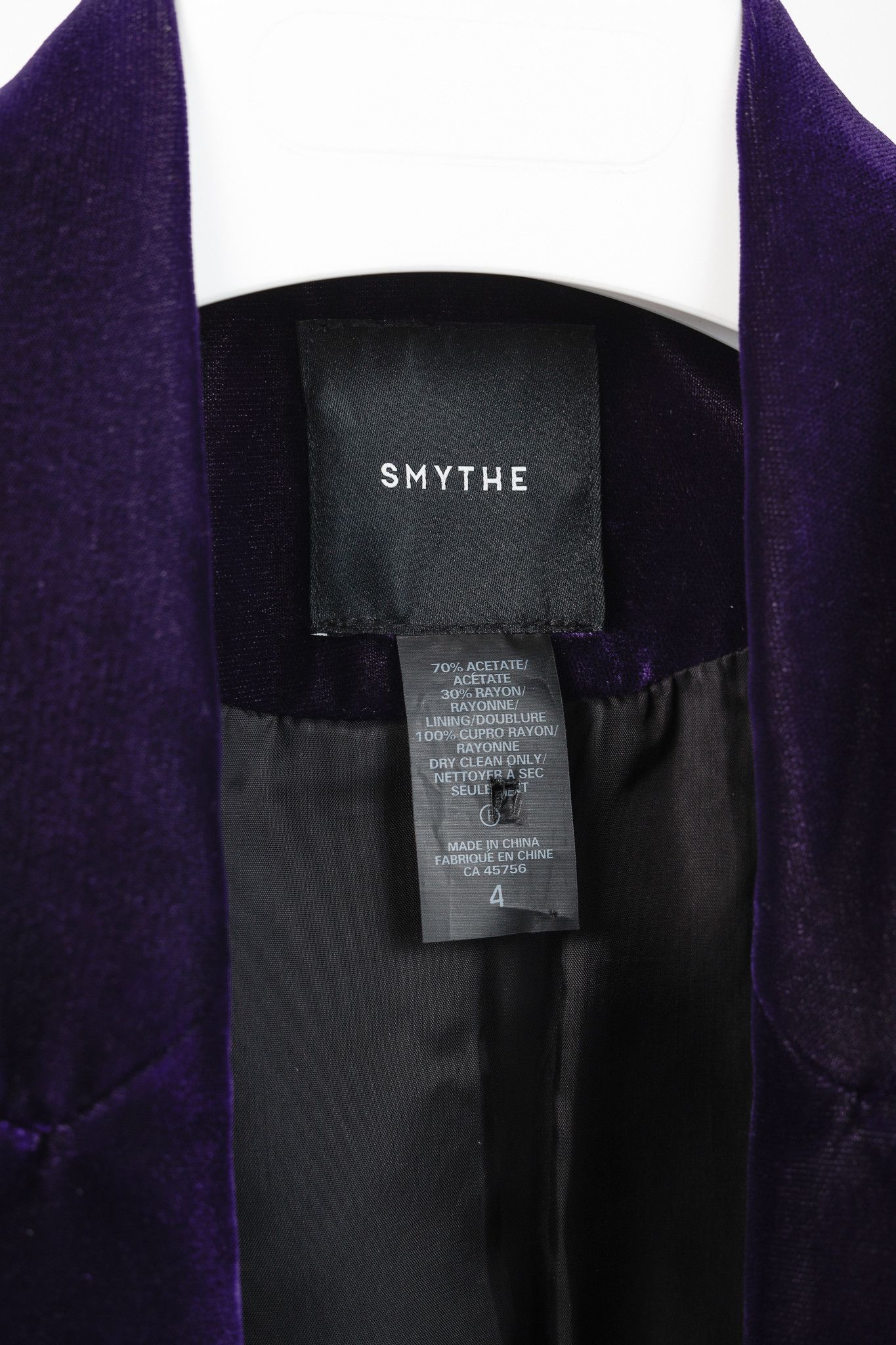 SMYTHE Smythe Purple Velvet Peaked Lapel Blazer Size S / US 4 / IT 40 - 4 Thumbnail