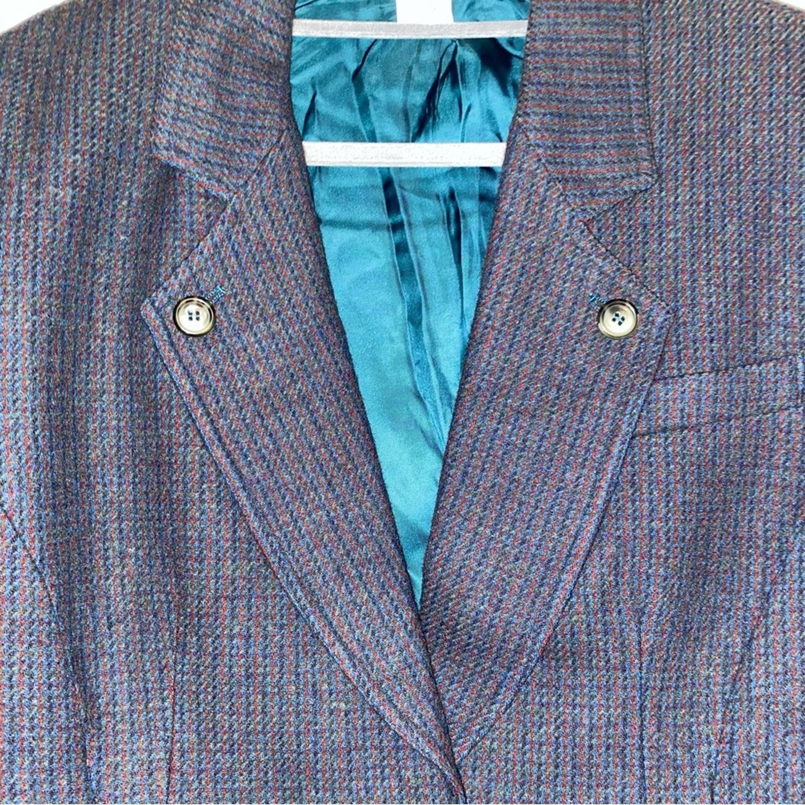 Missoni New MISSONI Italy Green + Brown Houndstooth Wool Blazer US12 Size XL / US 12-14 / IT 48-50 - 8 Thumbnail
