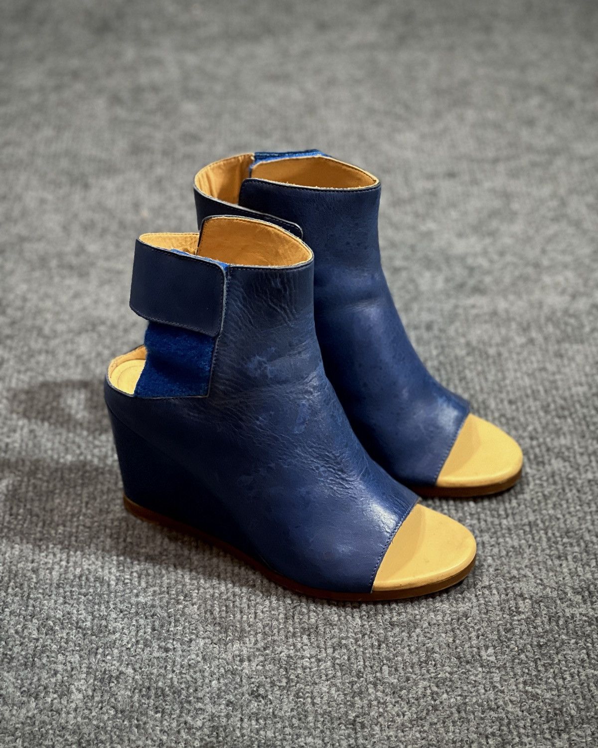 MM6 MM6 PARIS Maison Margiela Blue Leather Wedge Ankle Boot Size US 7 / IT 37 - 3 Thumbnail