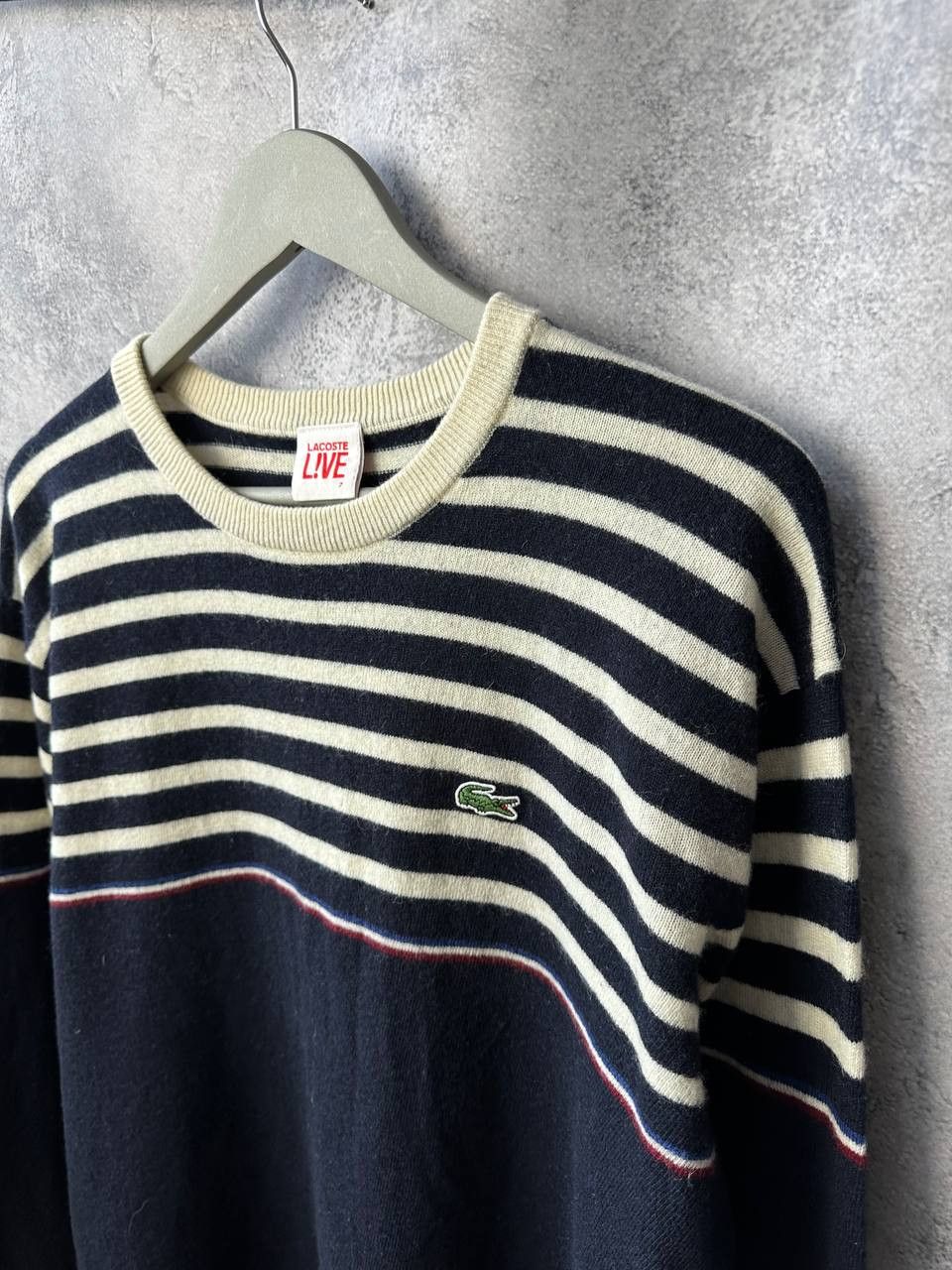 Lacoste Lacoste Live 7 Wool Knit Striped Vintage Sweater Crew Neck Size US XXL / EU 58 / 5 - 6 Thumbnail