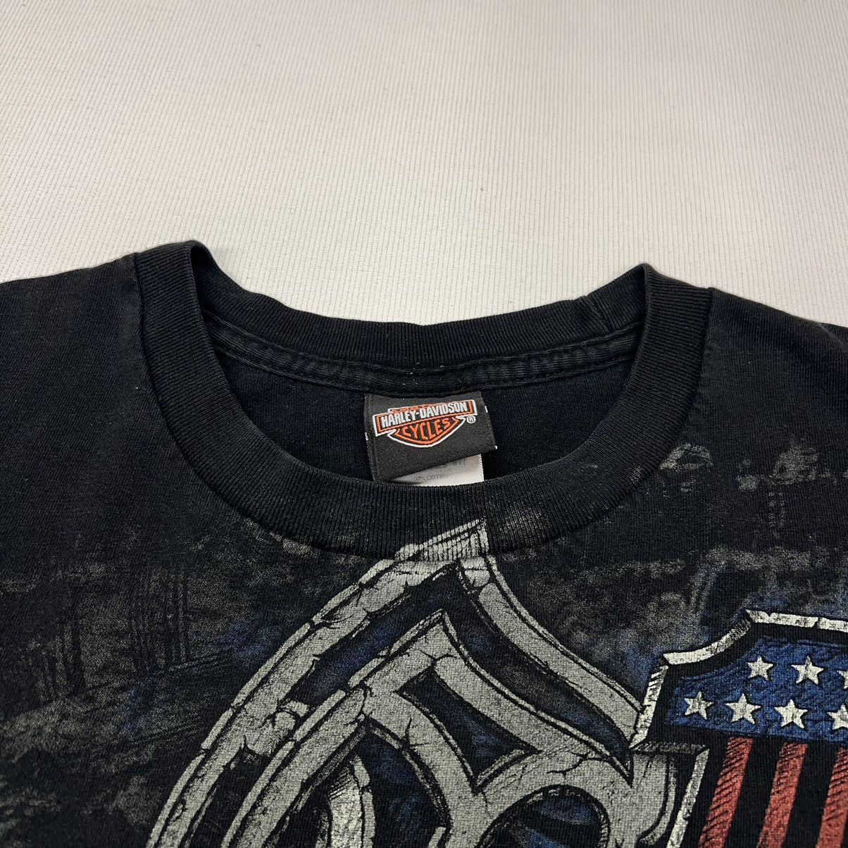 Harley Davidson × Vintage Harley Davidson Tee Shirt Black Biker Motorcycle Wings Flame Size US XXL / EU 58 / 5 - 4 Thumbnail