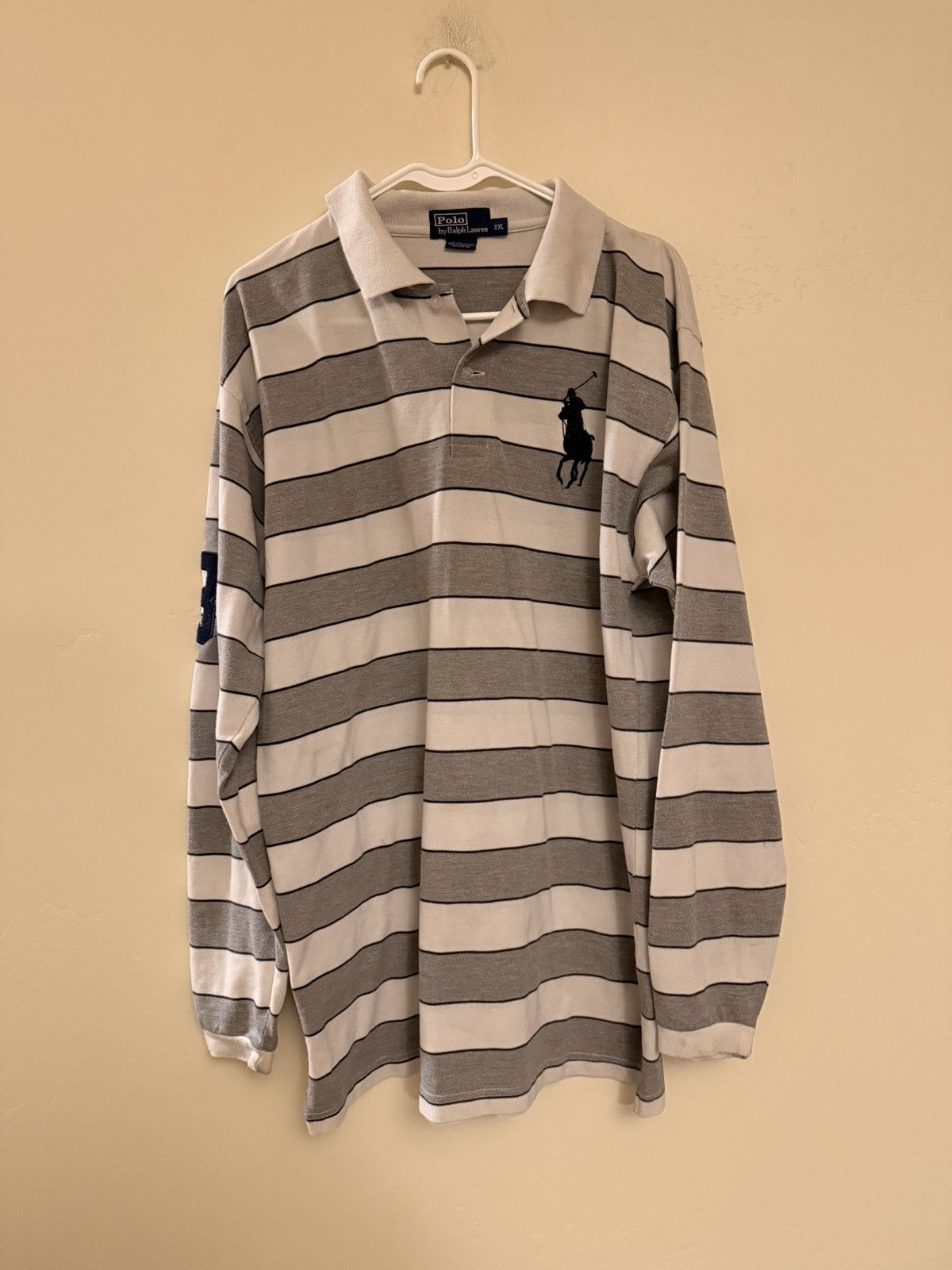 Polo Ralph Lauren Vintage Polo Ralph Lauren Grey Striped Rugby Size US XXL / EU 58 / 5 - 1 Thumbnail