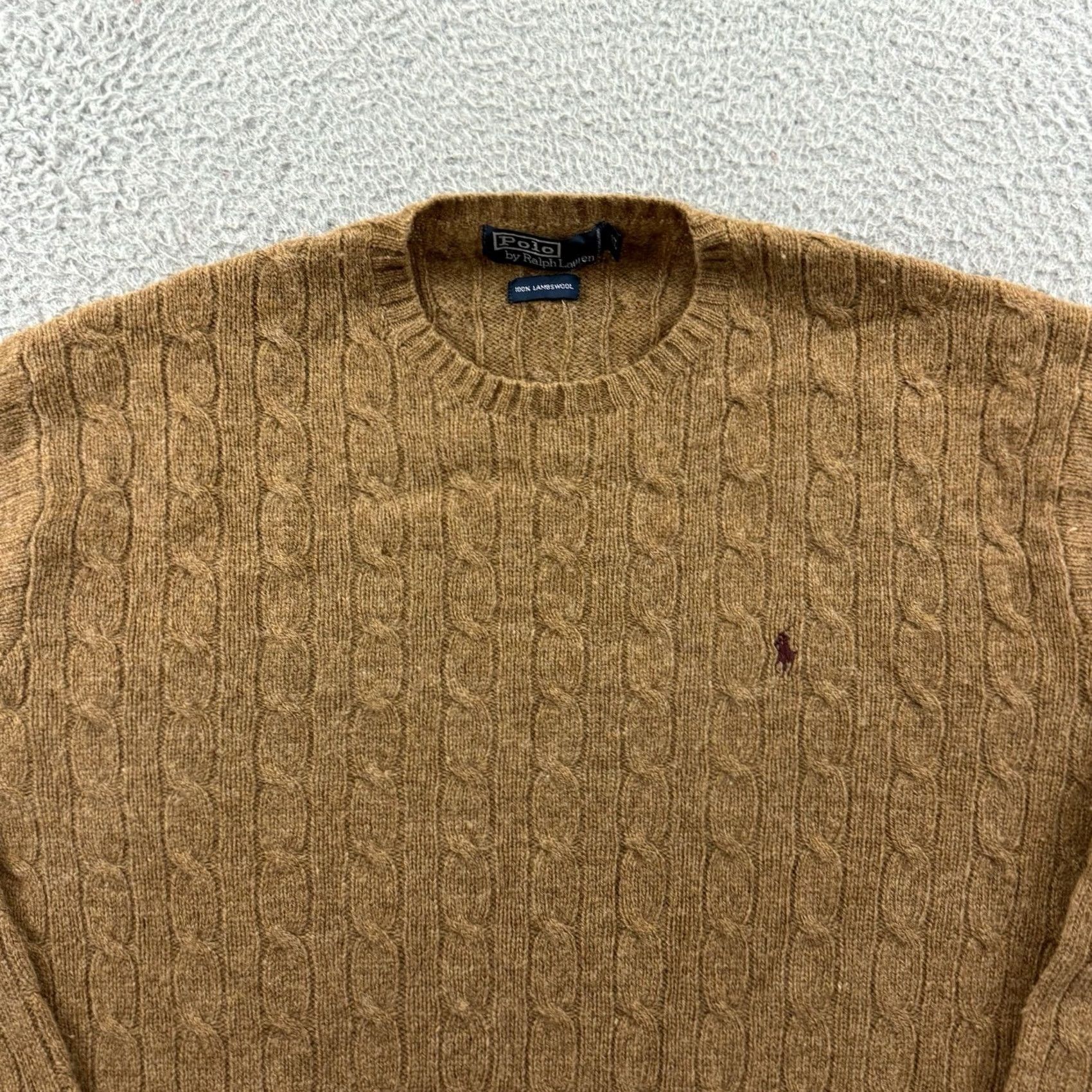 Polo Ralph Lauren Polo Ralph Lauren Sweater Mens XL Brown Cable Knit Wool Pullover Preppy Size US XL / EU 56 / 4 - 3 Thumbnail