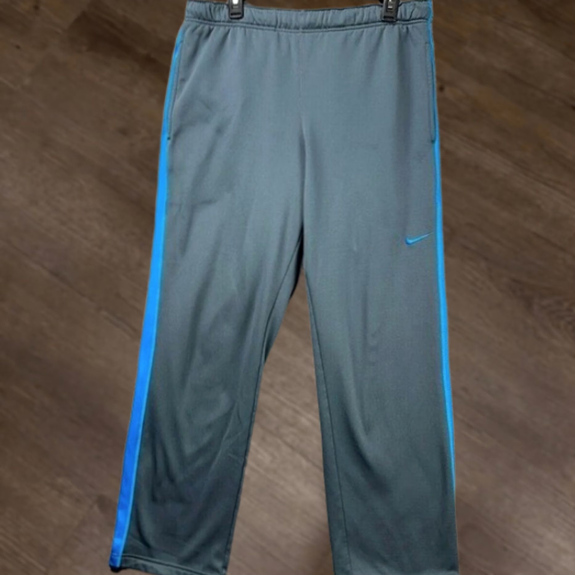 Nike Nike Therma-Fit Sweatpants Mens Large Grey Blue Straight Leg Drawstring Swoosh Size US 33 - 1 Thumbnail