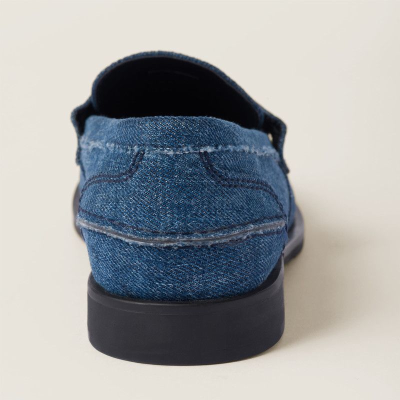 Miu Miu o1B3y1r0526 Denim Loafers in Blue Size US 9 / IT 39 - 3 Thumbnail