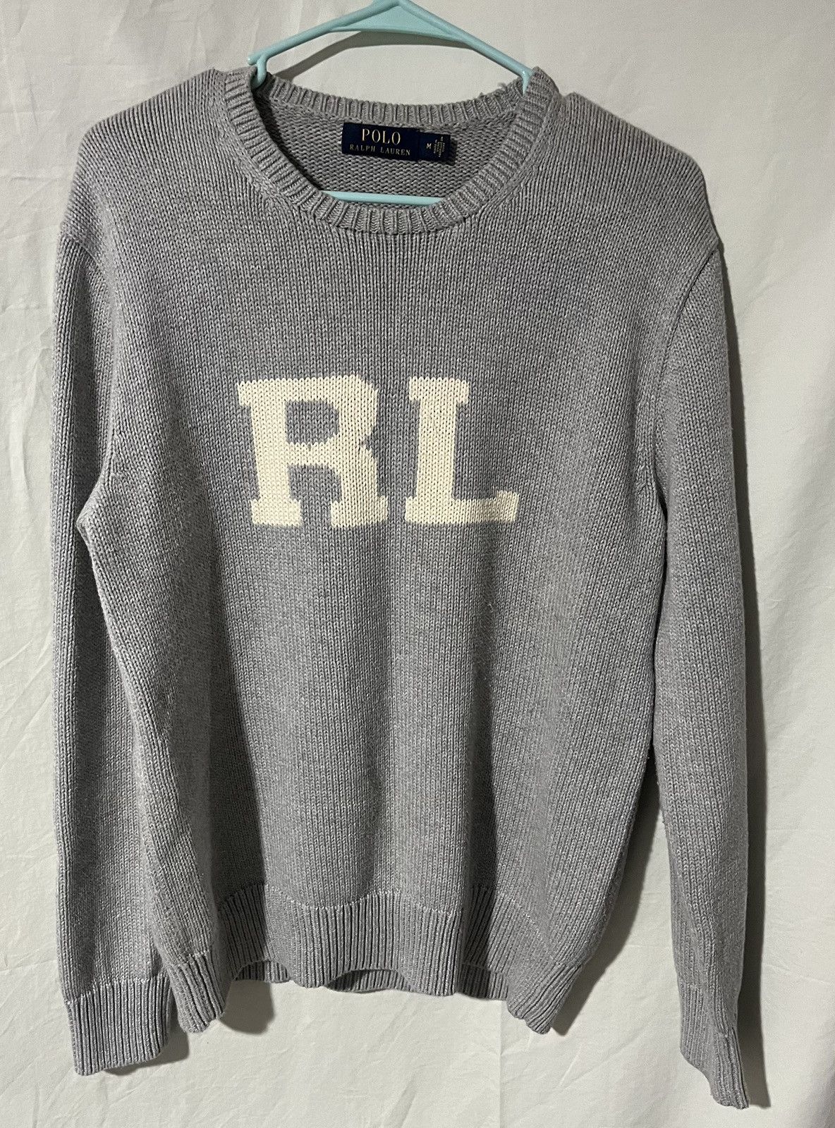 image of Polo Ralph Lauren Rl Knit Sweater in Grey, Men's (Size Medium)