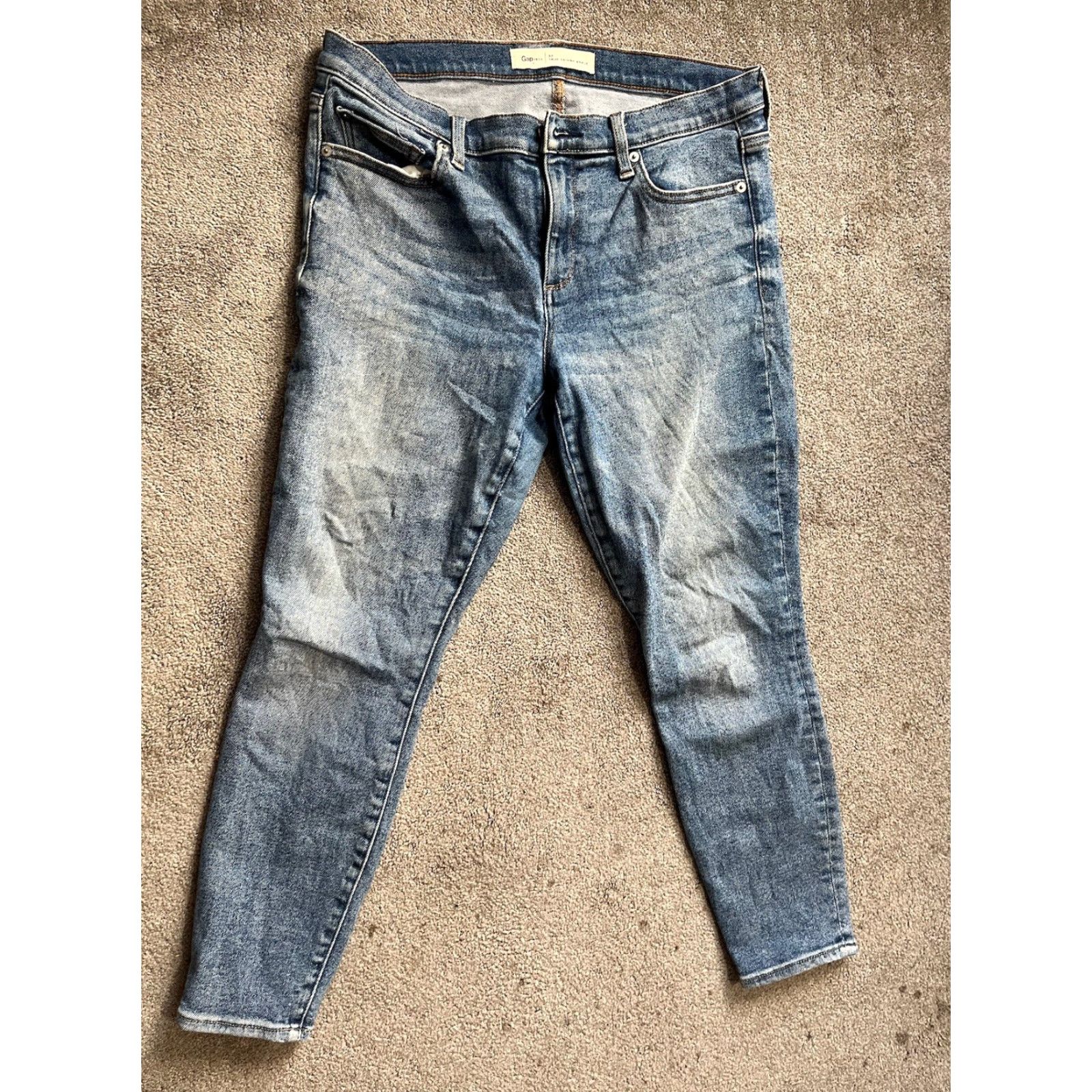 Gap Gap Jeans Women True Skinny Ankle Blue Wash Denim Stretch Pocket Zip Rise Mid Size 32 32 in 30.5 in Inseam Light Wash Size 24" / US 00 / IT 34 - 2 Thumbnail