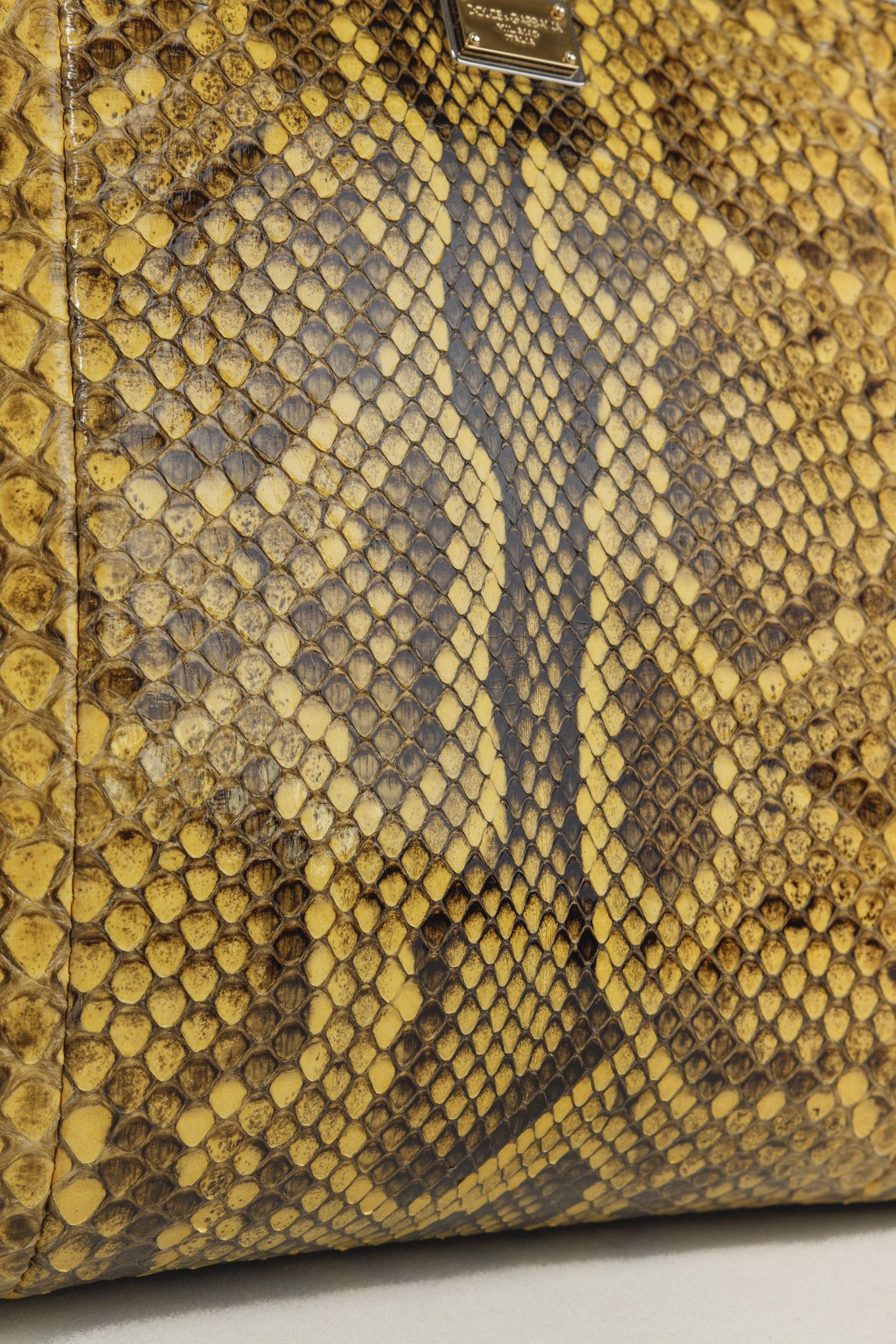 Dolce & Gabbana Dolce & Gabbana Yellow Python Cream Leather Miss Sicily Tote Size ONE SIZE - 12 Thumbnail