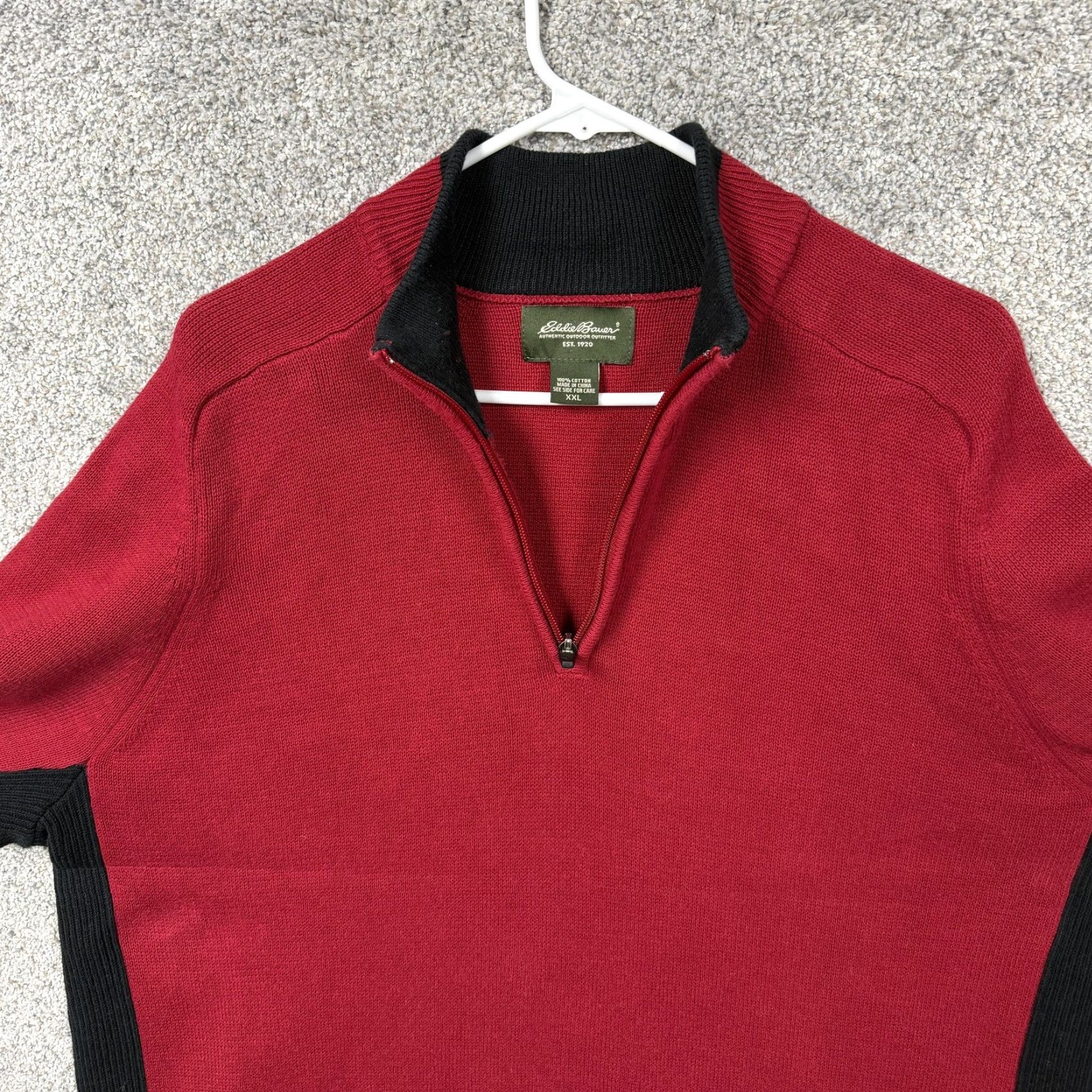 Eddie Bauer Eddie Bauer Sweater Mens 2XL Red Black 1/4 Zip Pullover Outdoor Gorpcore Knit Mock Neck Shirt Size US XXL / EU 58 / 5 - 5 Thumbnail