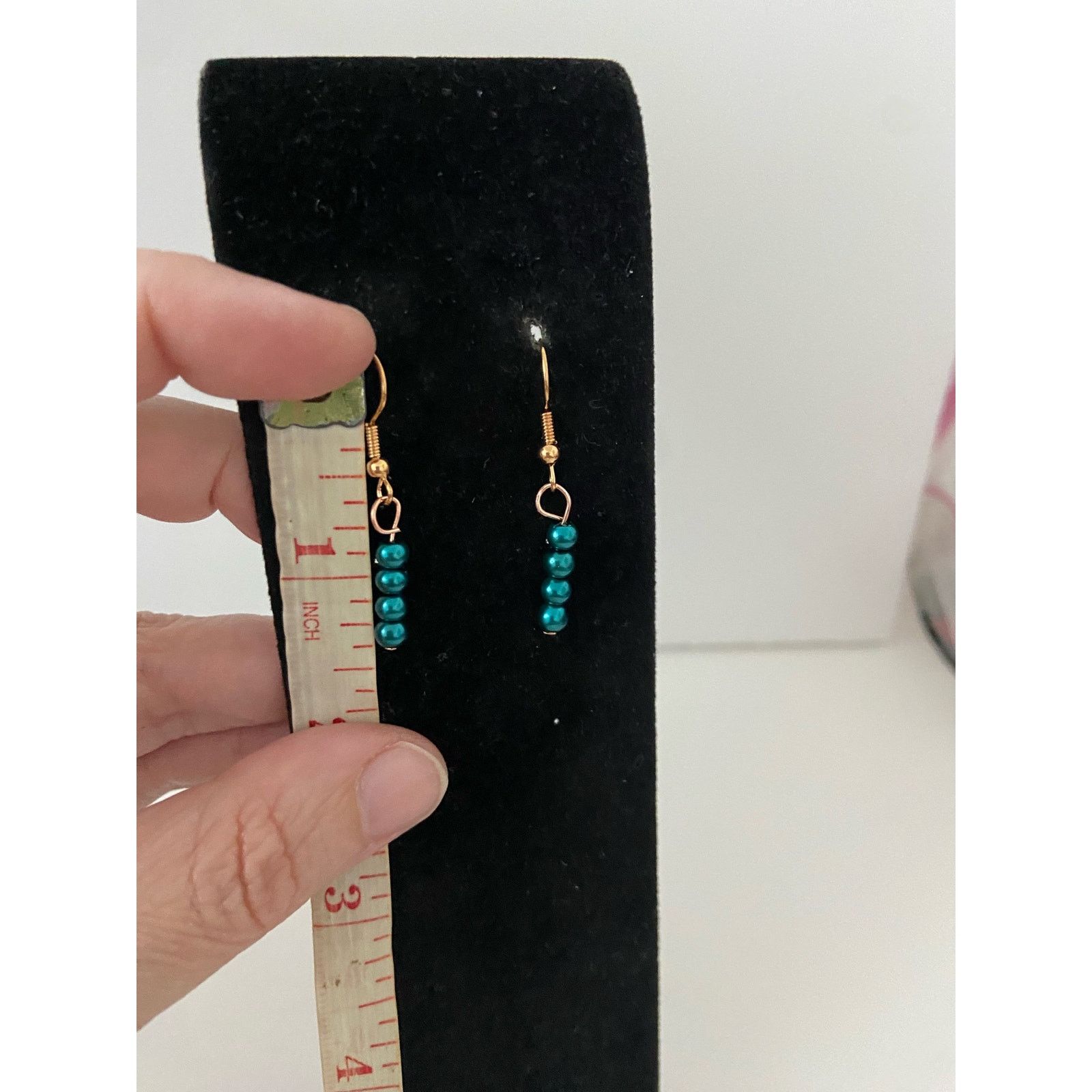 Handmade green bead earrings Size ONE SIZE - 3 Thumbnail
