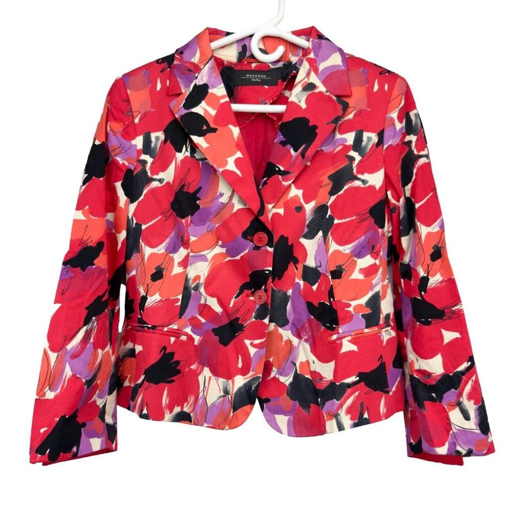 Max Mara MAXMARA W-E 2023 Floral Maximalist Red Short Blazer sz L 14 Size XL / US 12-14 / IT 48-50 - 1 Thumbnail