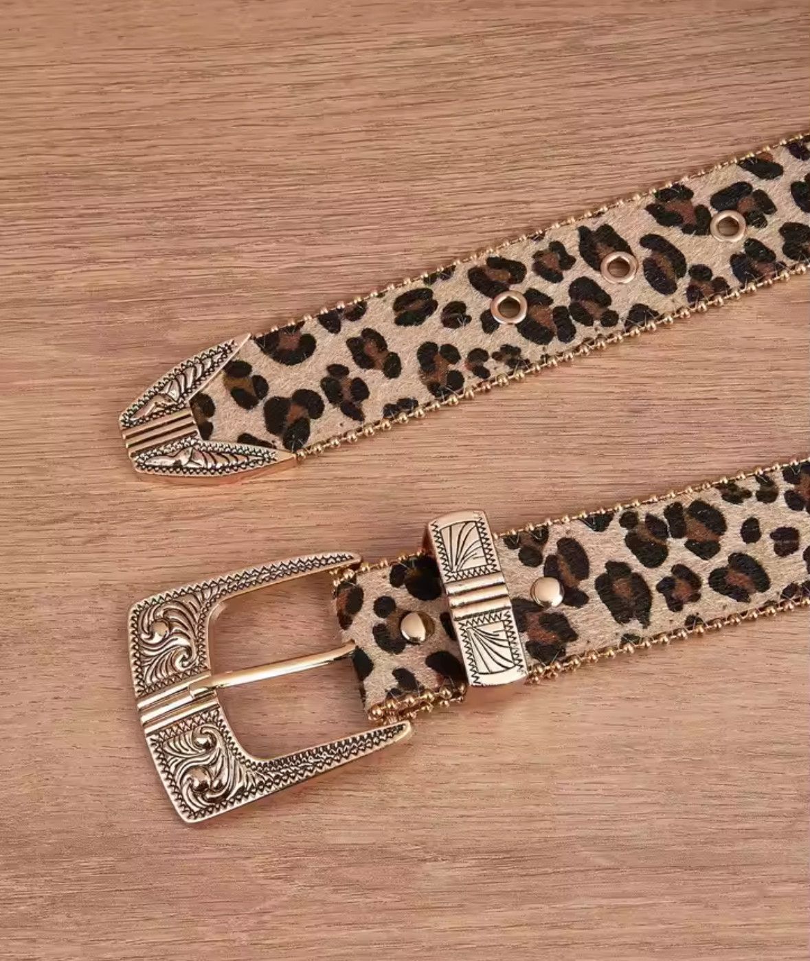 Japanese Brand Trendy Gothic Punk Leopard Cheetah Skin Pattern Buckle Belt Size 34 - 4 Thumbnail